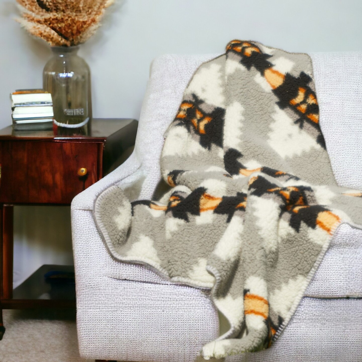 Edge Collections - Multicolor - Cozy Geometric Reversible Throw Blanket - 1 Piece