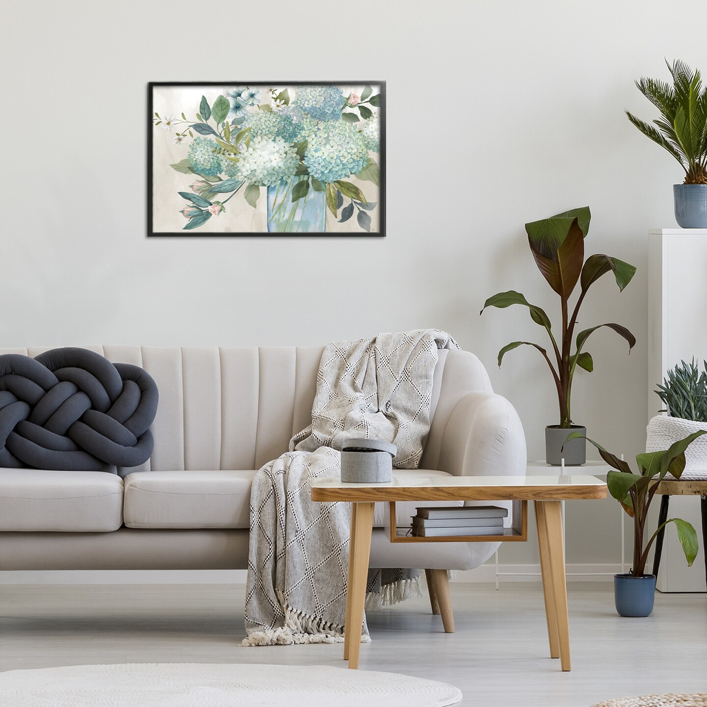 Stupell Industries Hydrangeas Galore Blue Flowers Black Framed Giclee Art, design by Nan