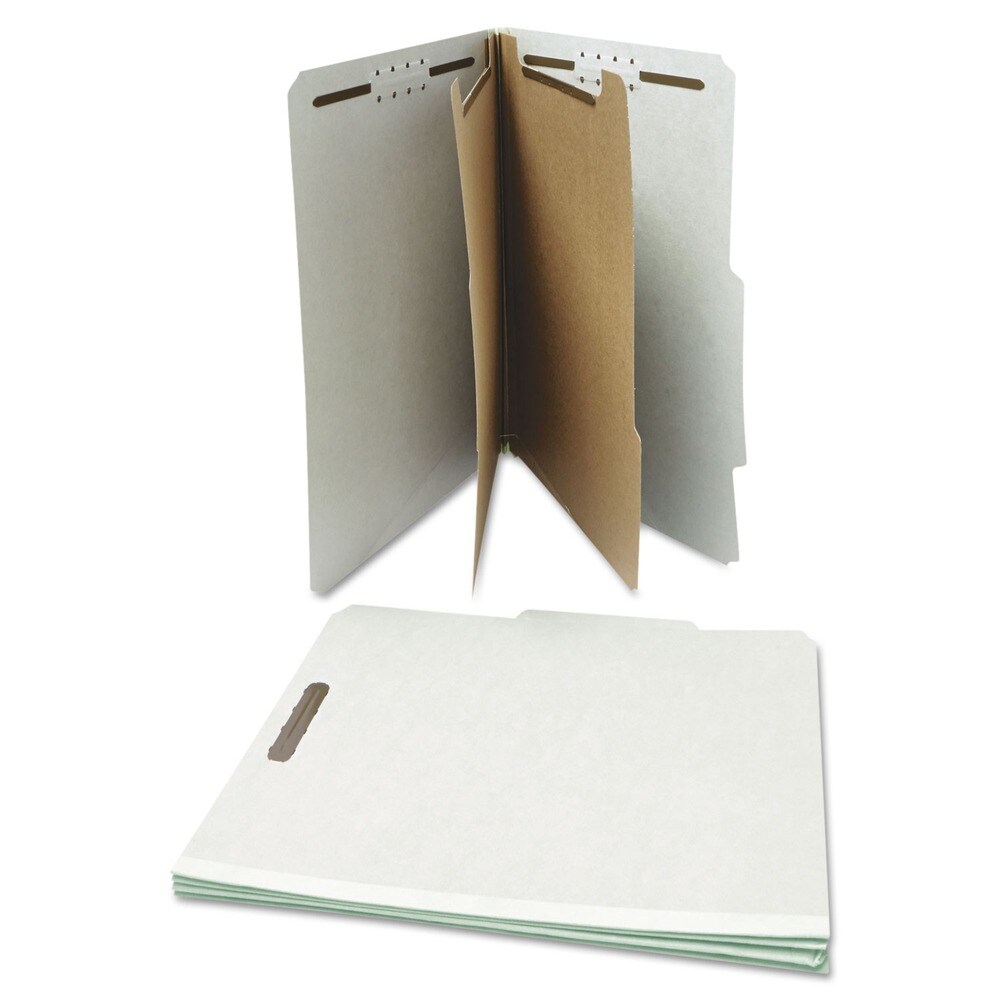 Universal 6-Section 2-Divider Pressboard Classification Folders - Letter, Gray (10/Box)