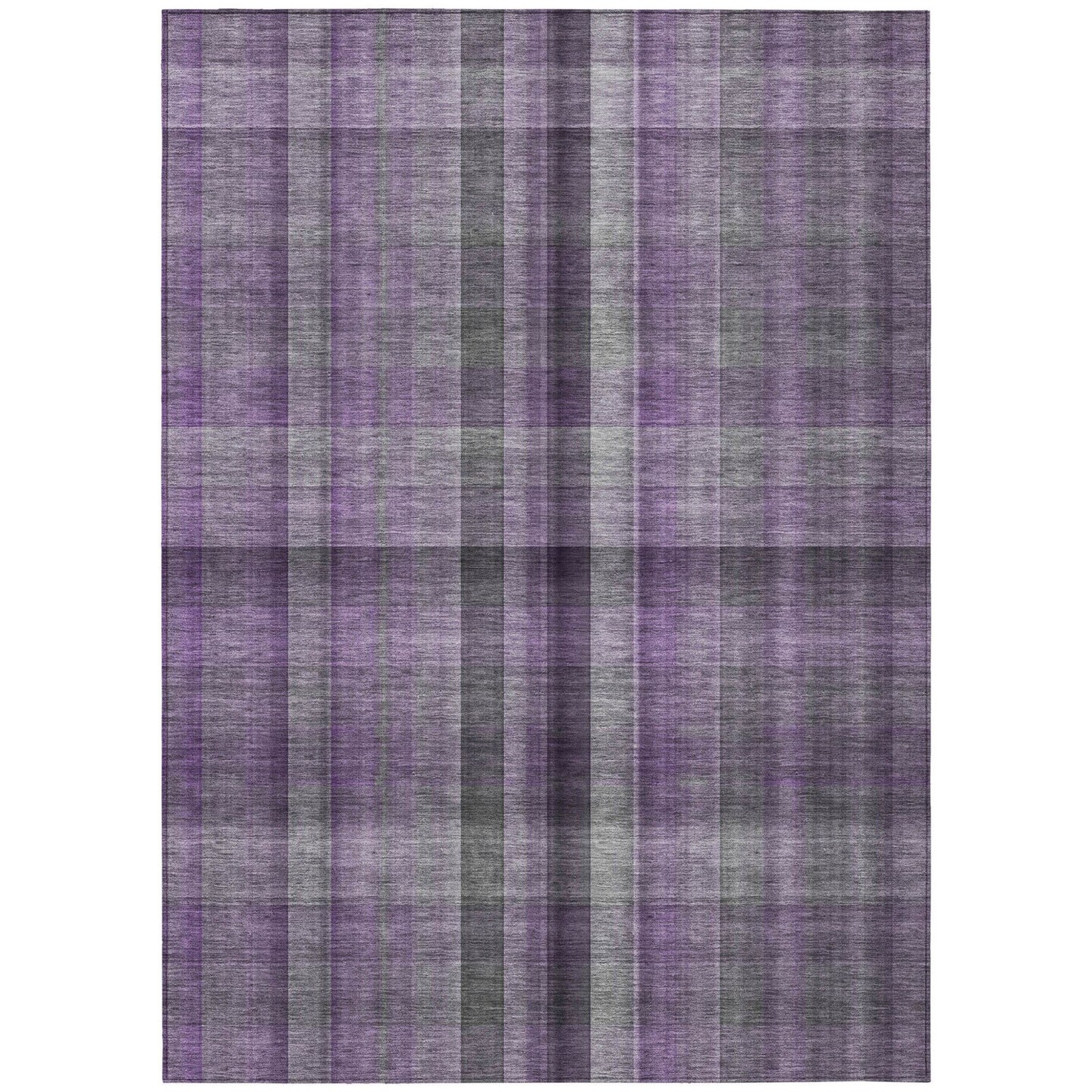 Edge Collections - 5' x 8' - Purple - Non-Skid Washable Plaid Area Rug for Indoor and Outdoor Use - 1 Piece
