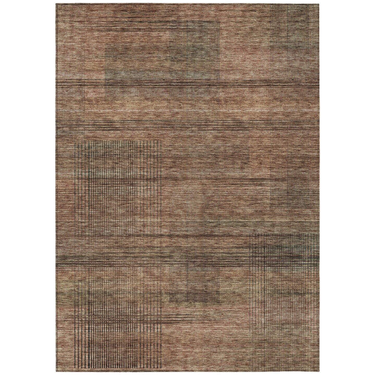 Edge Collections - 3' x 5' - Brown - Striped Area Rug Washable Indoor and Outdoor Use - 1 Piece