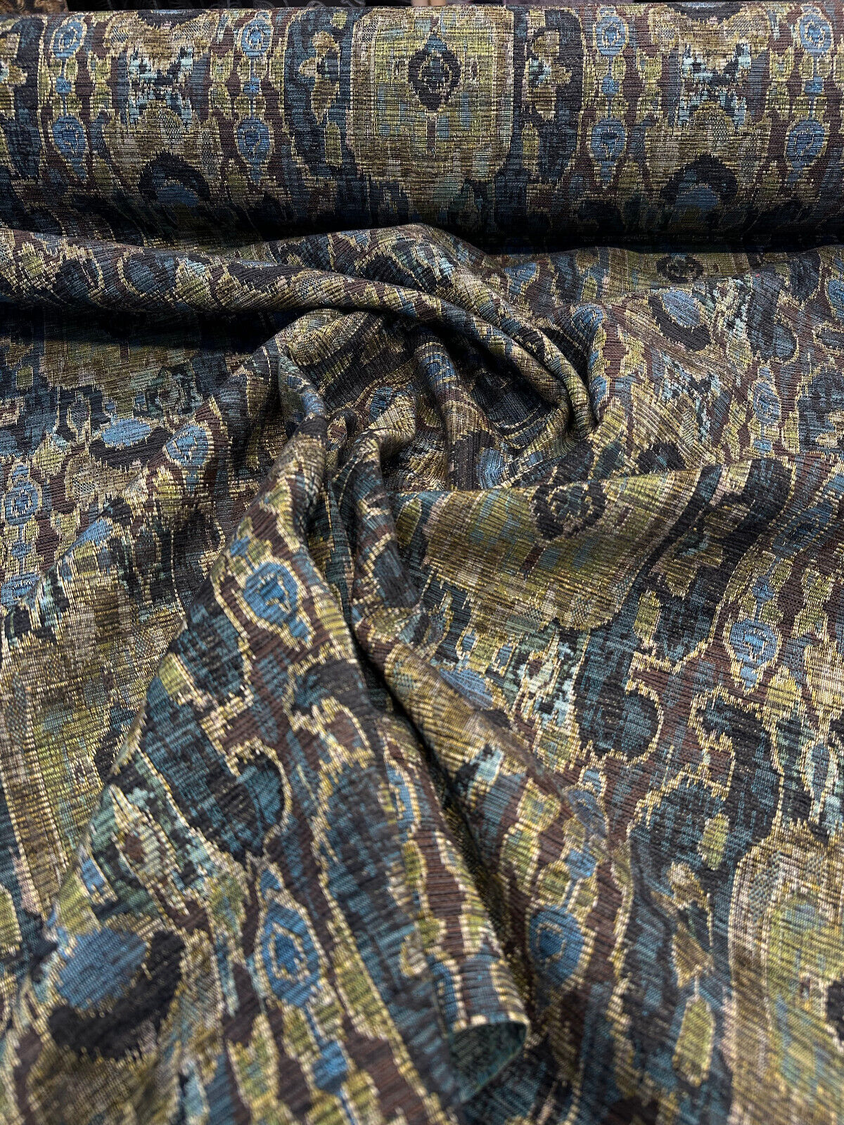 1 Yard Upholstery Chenille Fabric 46% Polyester 12% Cotton 42% Polyester Chenille Hindley Maja Aqua Mill Creek Latex Backed 56 inch Width