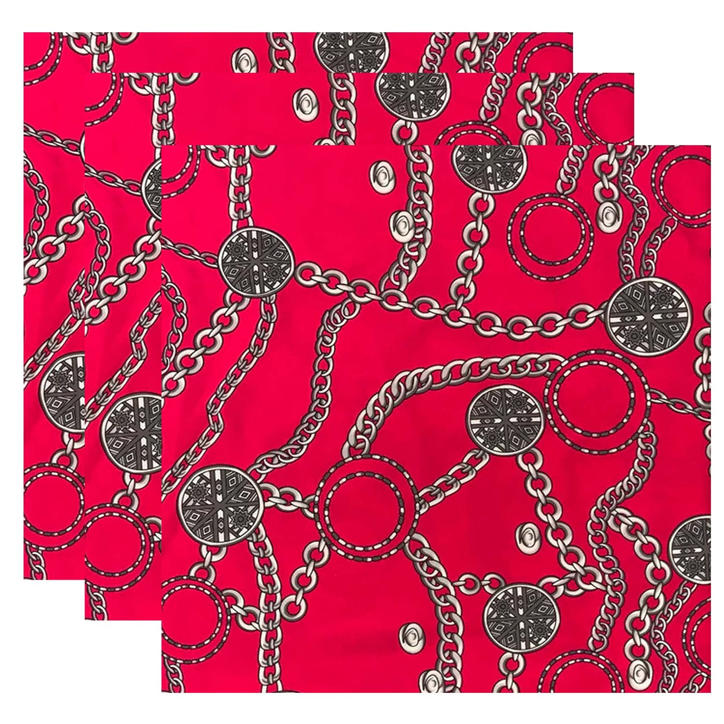 82% Nylon & 18% Spandex Medallion Chains Printed Spandex Fabric 55/56” Width