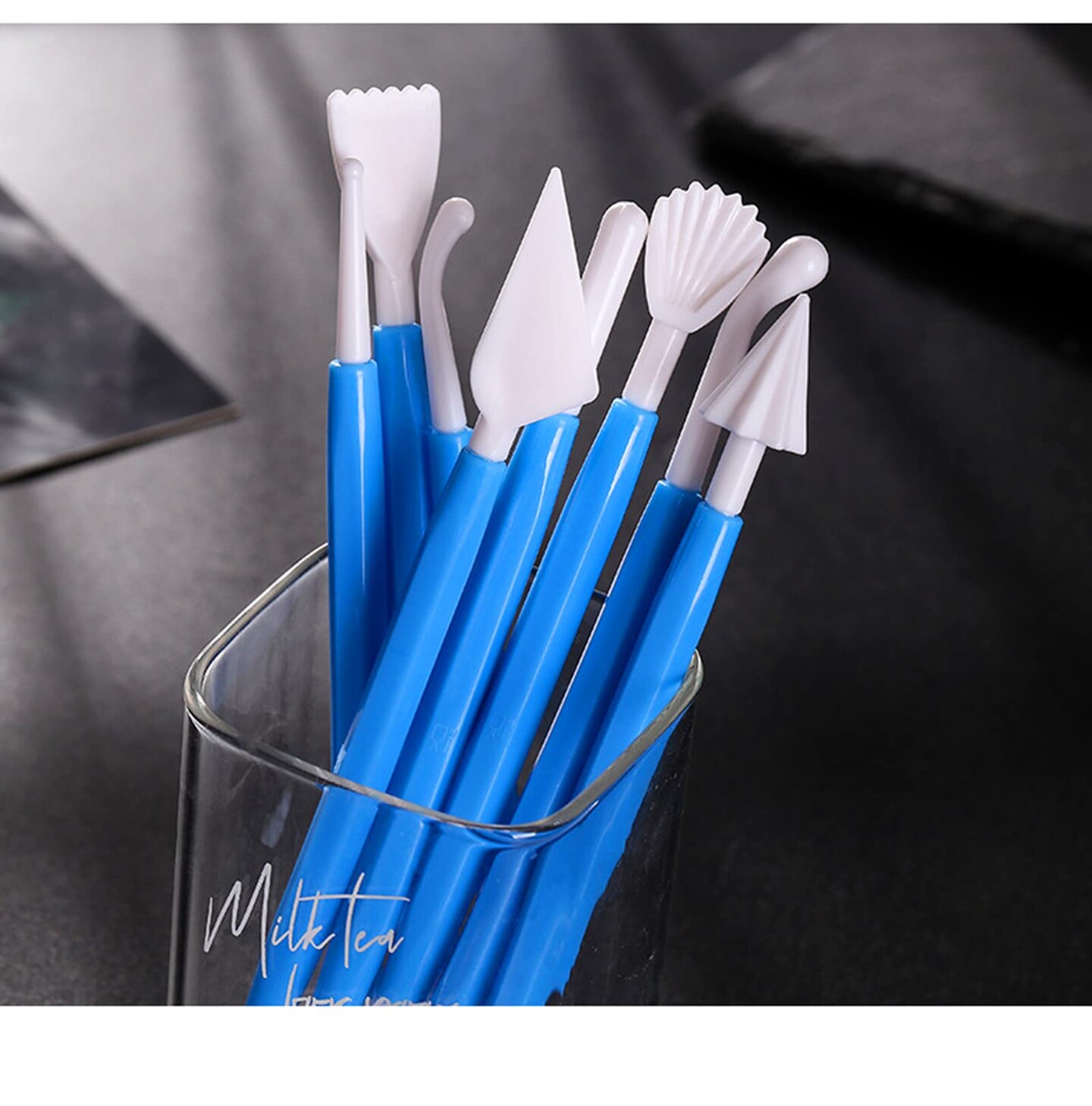 31pcs Polymer Clay Sculpting Tools Set, Air Dry Modeling Clay Roller Dotting Tool Kit Fondant Metal Cutters Silicone Embossing Pen Balls Stylus Rollin