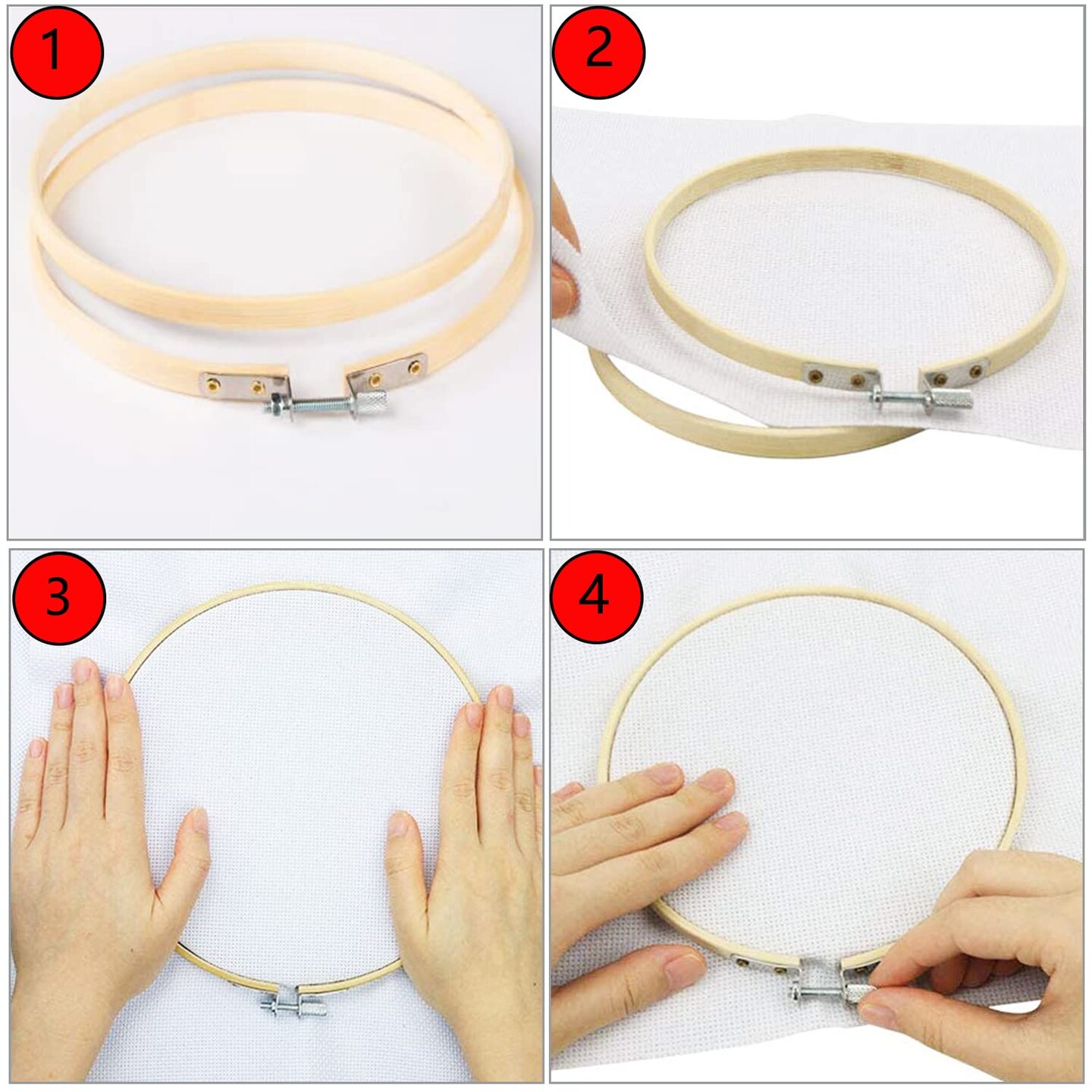 Cldamecy 12 Pieces 3 inch Embroidery Hoops,Round Bamboo Adjustable Circle Frame Cross Stitch Hoops for Christmas Ornament,Embroidery,Decoration,Art Craft and DIY Project