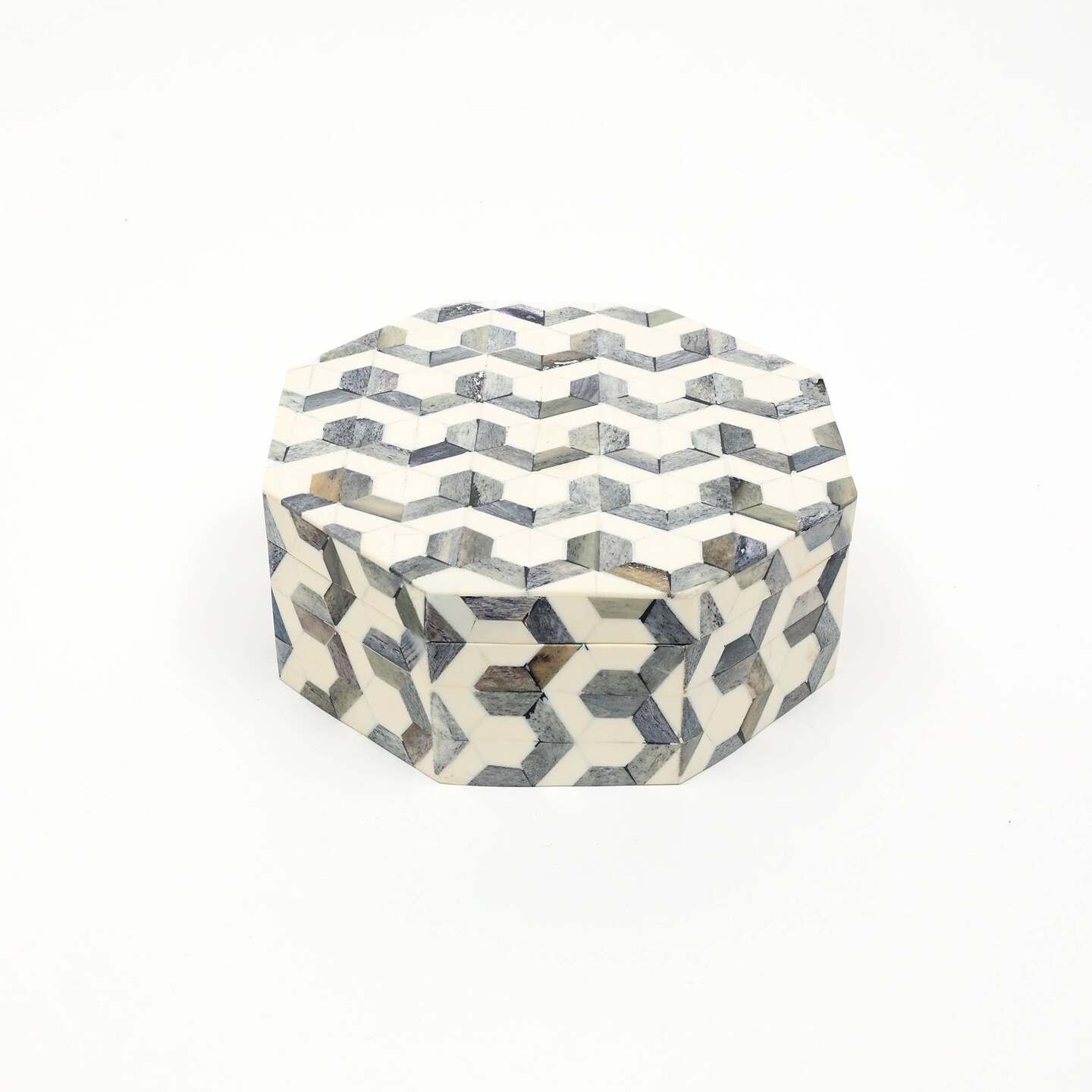 U Pattern Hexagon Shape Storage box/Decorative Box-7.5X7.5X3&#x22;