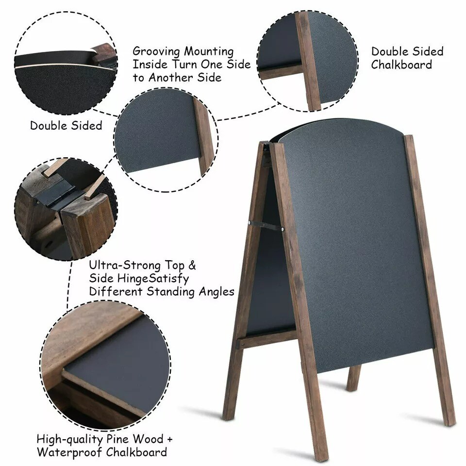 31.5&#x22; Wooden A-Frame Chalkboard Menu Sign Black Board Sidewalk Wedding Signage