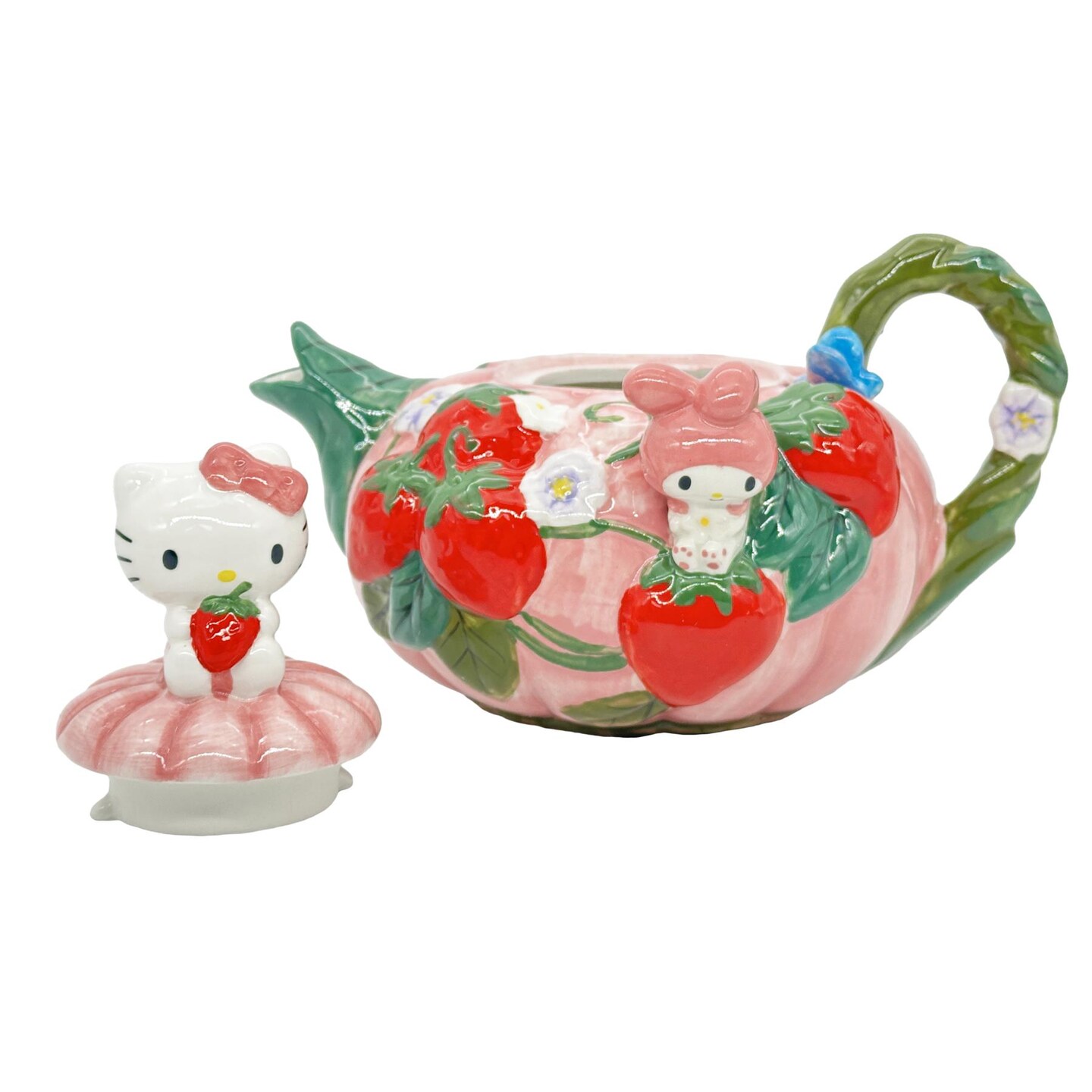 Blue Sky Clayworks Sanrio Hello KItty and My Melody Strawberry Tea Pot