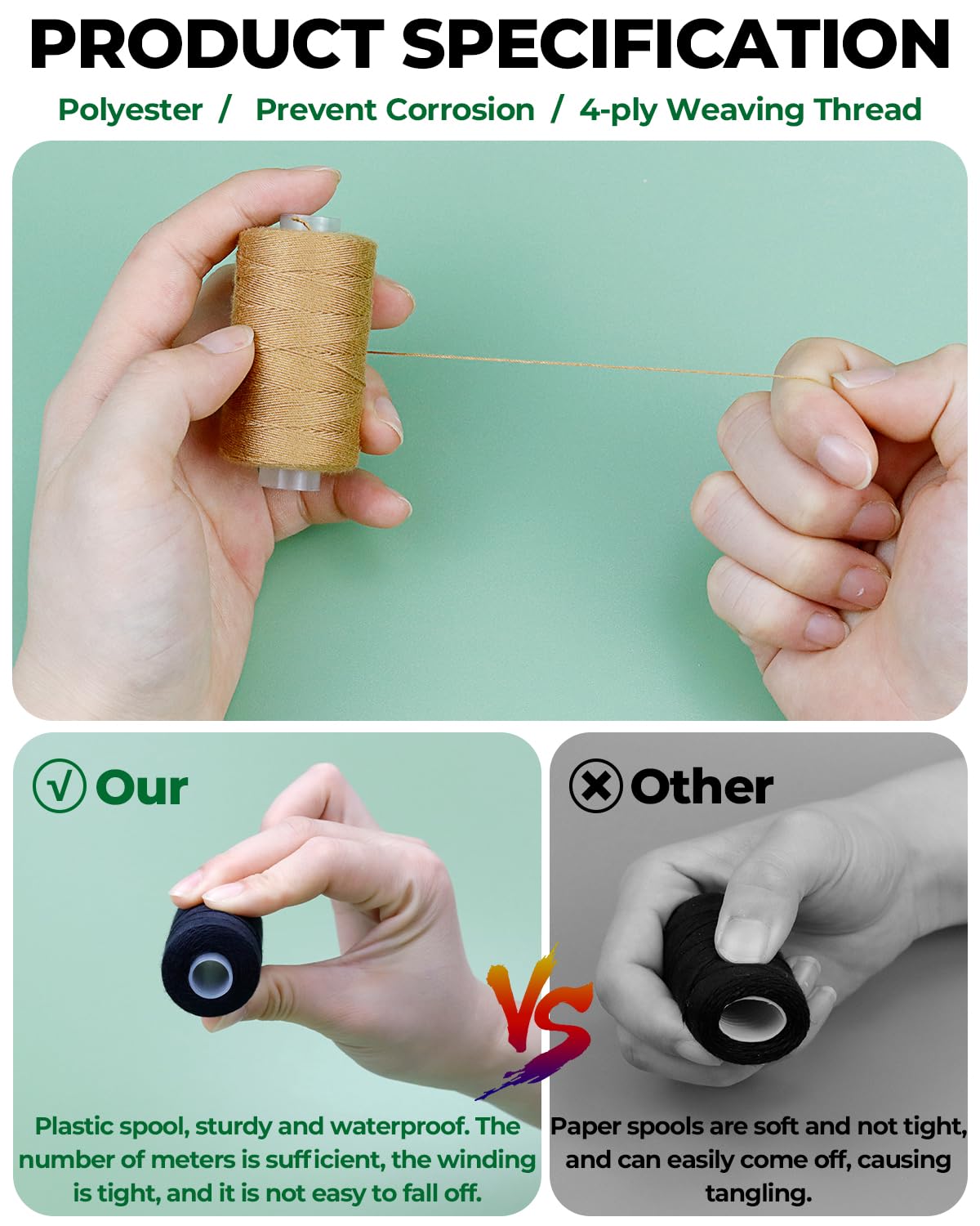 5 Rolls Hair Extension Thread Sewing Threads Hair Weave Threads with 30 Pieces T/C/J/I Needles Using for Hand Sewing,Hair Extensions,Wig Making Hair Extensions Modelling Crafts CJ