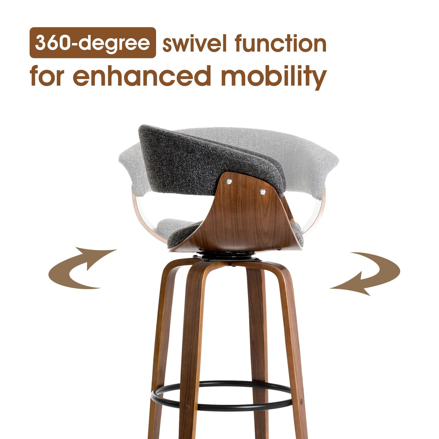 Set of 2/4 Modern Counter & Bar Height Wooden Swivel Bar Stools