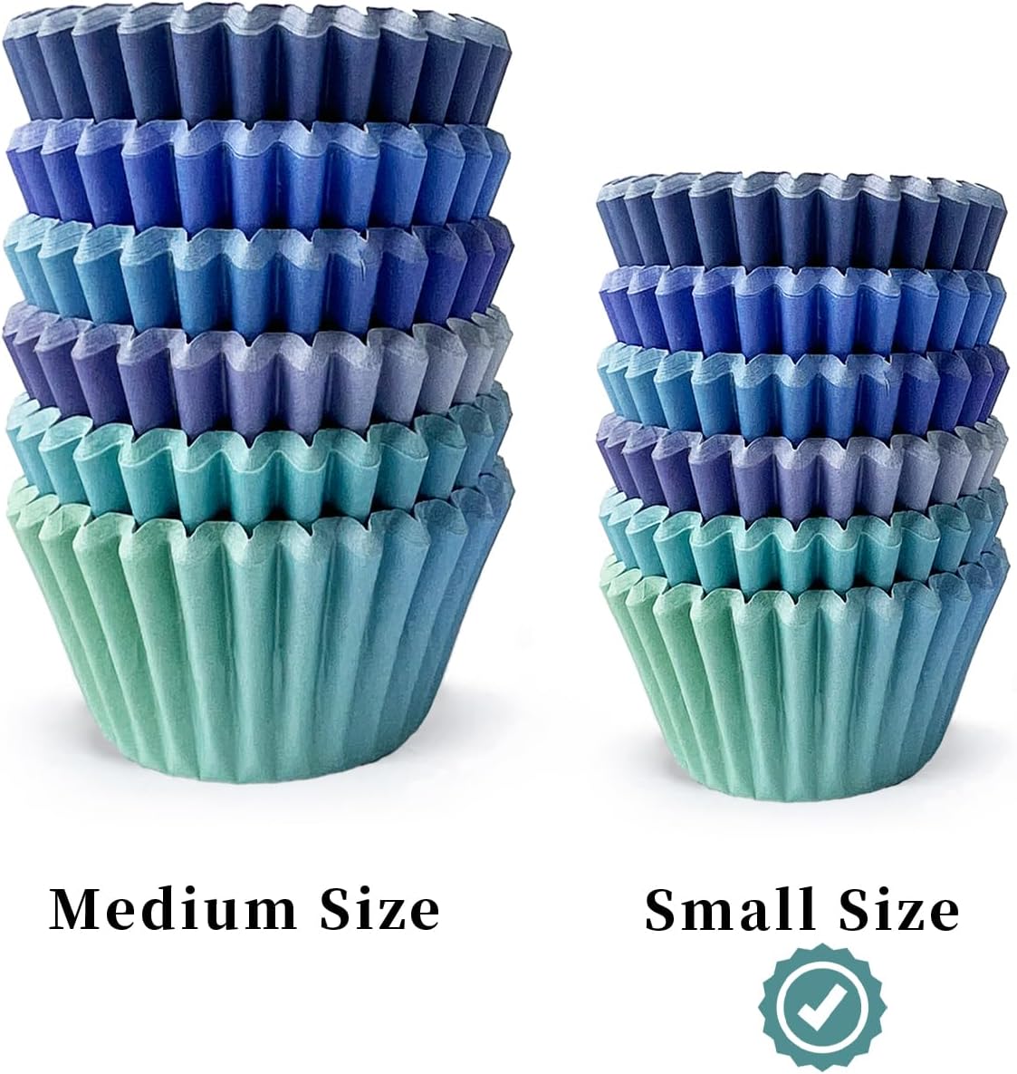 300PCS Mini Gradient Cupcake Liners Cupcake Cups 6 Designs Blue Gradient Cupcake Papers Baking Cups Cupcake Wrappers (Small Size)