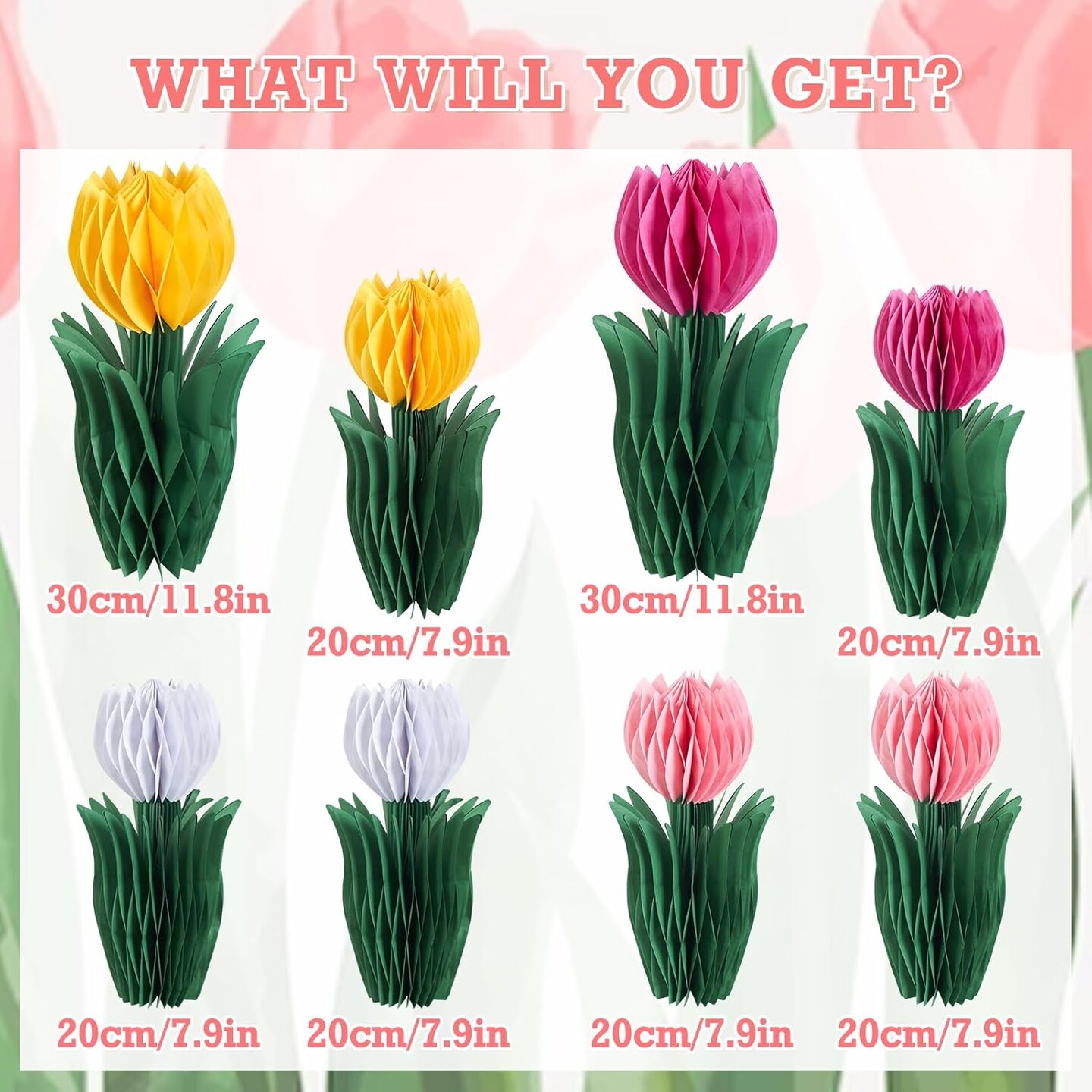 8 PCS Flower Honeycomb Decoration Tulip Honeycomb Decoration Mother&#x27;s Day Decoration Tulip Decor Spring Decor Tulips Table Centerpieces Decorations Spring Decorations for Home Office