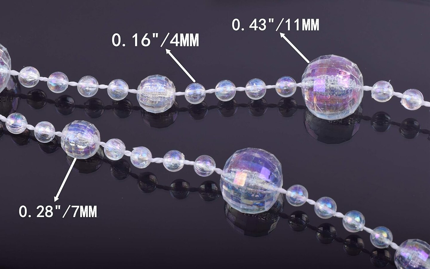 33 Feet Clear AB Crystal Beads Chain Trim by The Roll for DIY,Wedding,Party Decoration(Colorful)