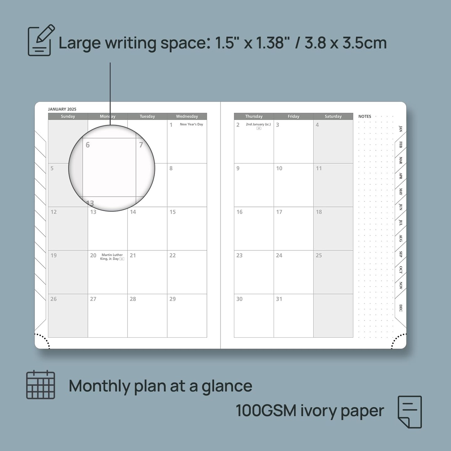 Daily Planner 2025-2026, 15 Month Planner with Tabs, Yearly Monthly Weekly Daily Time Management Planner, January 2025-March 2026, Office Home School Supplies for Women &#x26; Men-A5(5.7&#x22; x 8.3&#x22;), Black, 100GSM Thick Paper, Spiral Bound