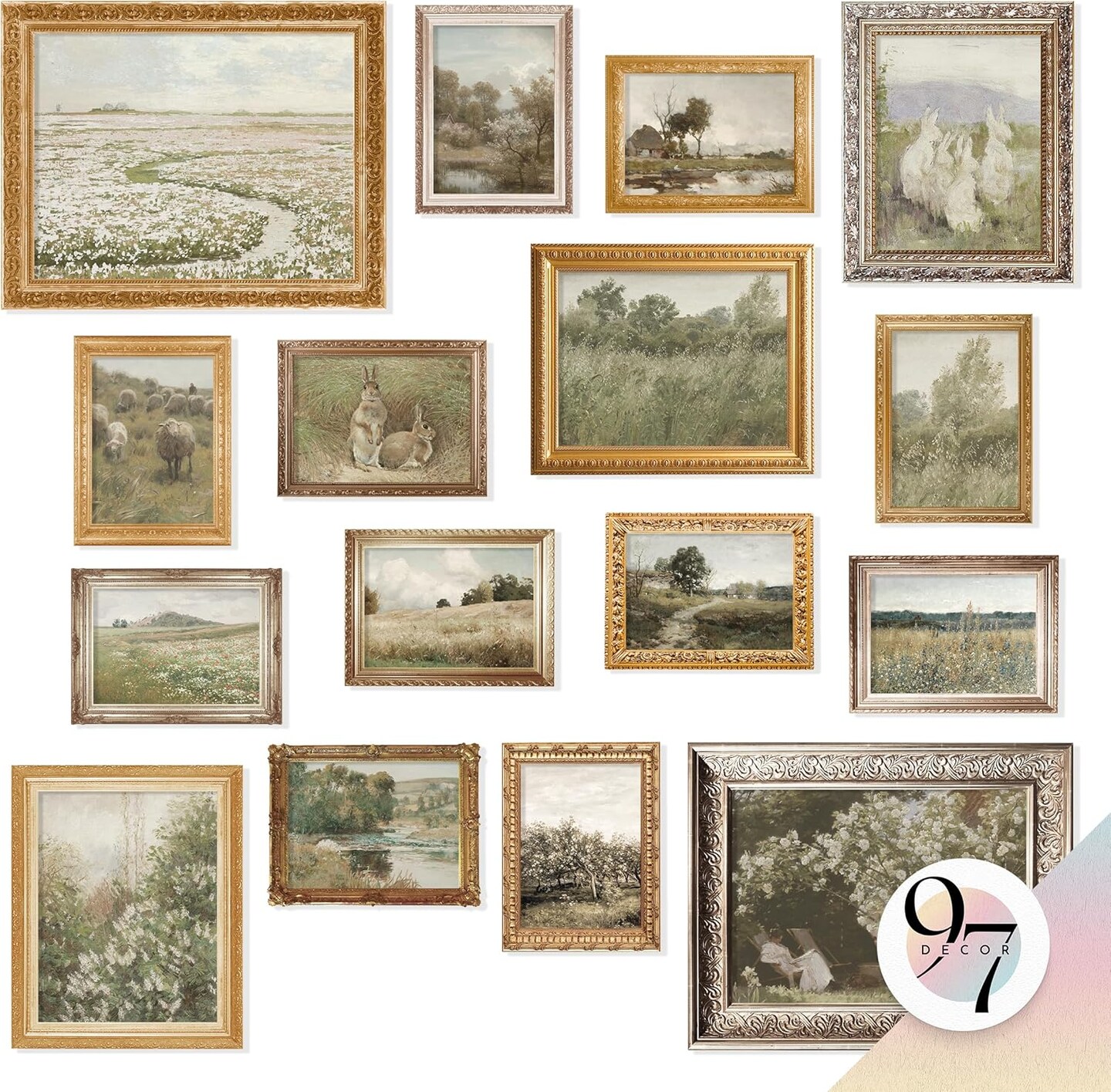 Large 11x14 French Country Wall Art Decor - Vintage Wall Art Prints, Farmhouse Wall Decor Vintage Botanical Print, Nature Poster Landscape Painting Spring Pictures For Bedroom (Unframed)