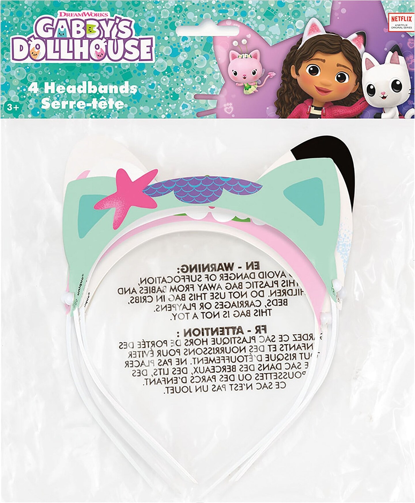 Gabby&#x27;s Dollhouse Glitter Paper Headbands  - 4ct