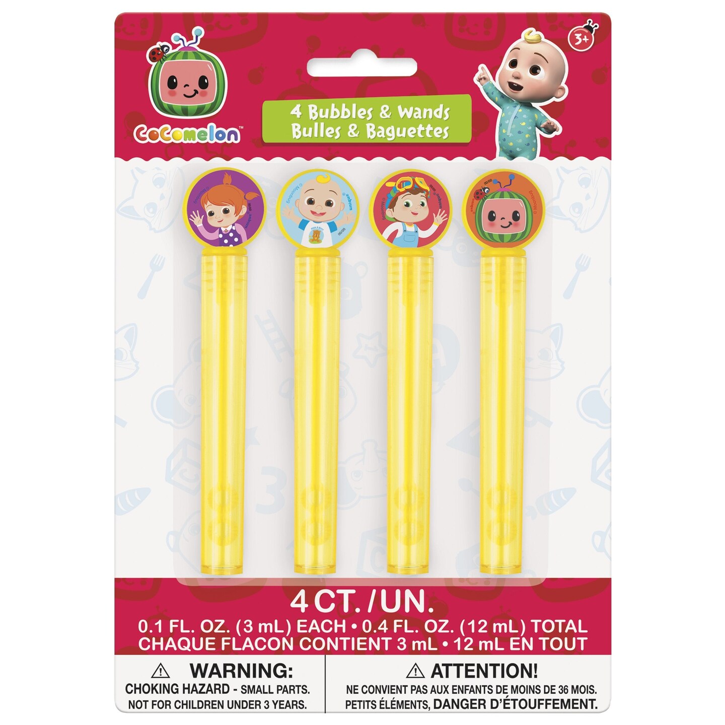 Cocomelon Bubble Tubes &#x26; Wands - 4ct