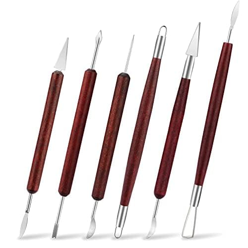 6PCS Clay Sculpting Tools Kit - Easy to Use Double-Ended Polymer & Pottery Carving Set with Comfortable Wood Grip - Ideal Tools for Clay Sculpey & Modeling Clay Ideal for Kids and Adults
