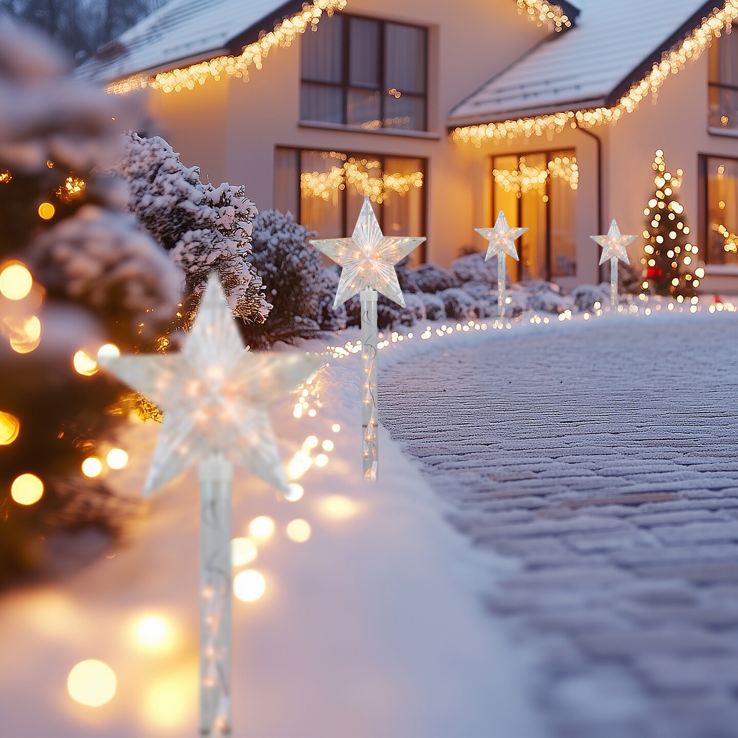 Northlight Lighted Star Christmas Outdoor Pathway Markers - 26" - Set of 4