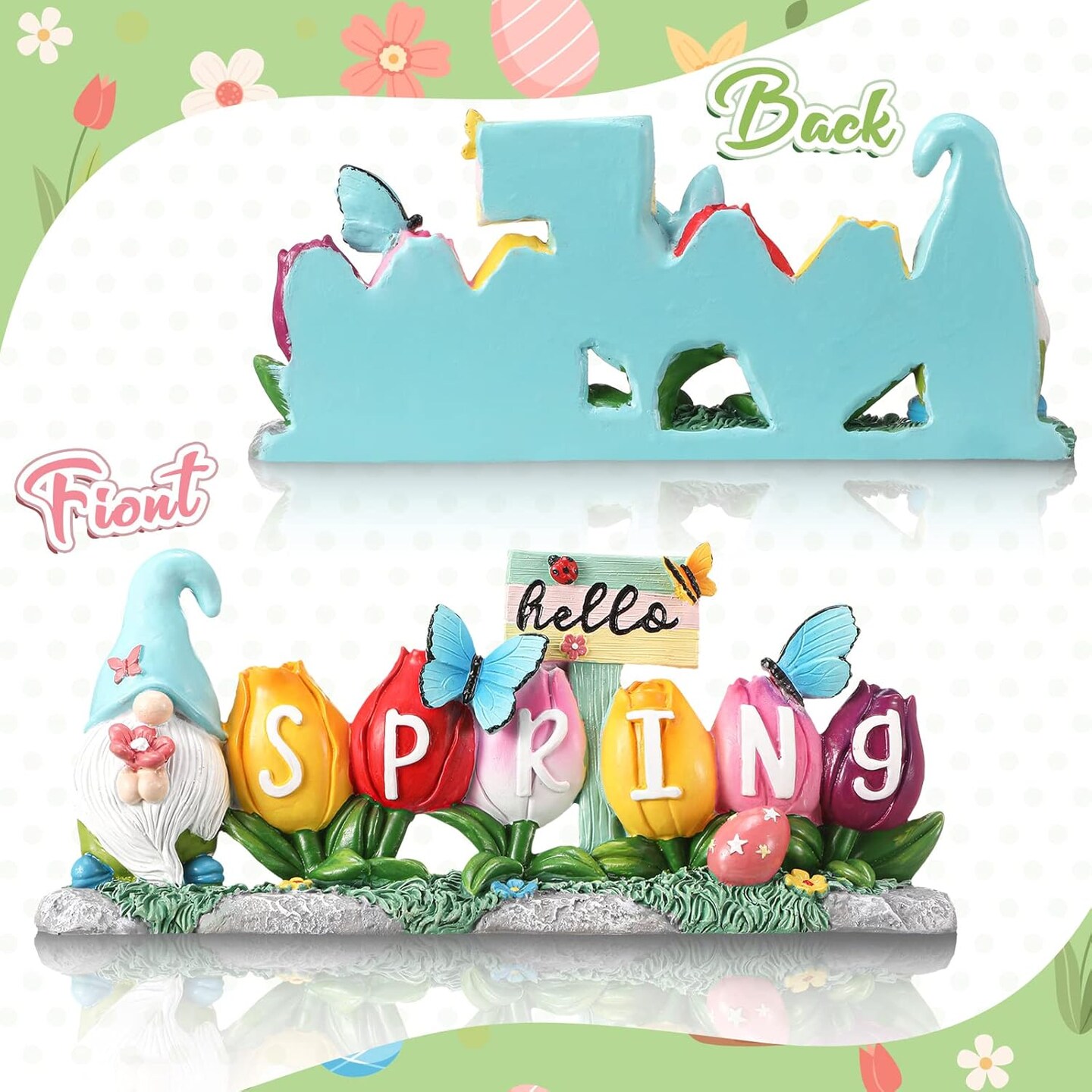 Hello Spring Decorations Resin Flower Decorations Spring Table Decorations Flower Figurines Home Decor with Lovely Butterflies for Household and Office Table Decoration