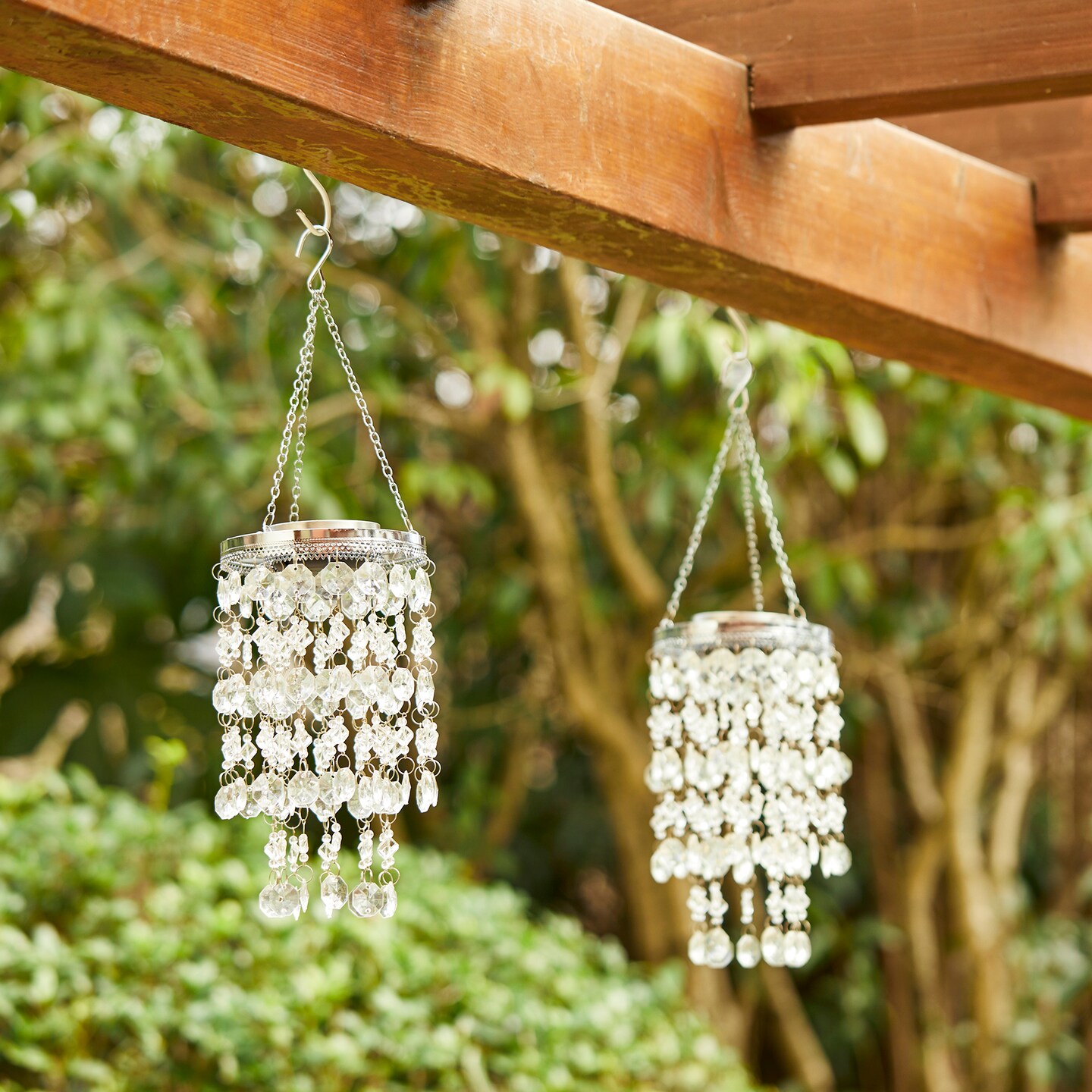 19"H Set of 2 Solar Lighted Patriotic Wind Chime Hanging Decor