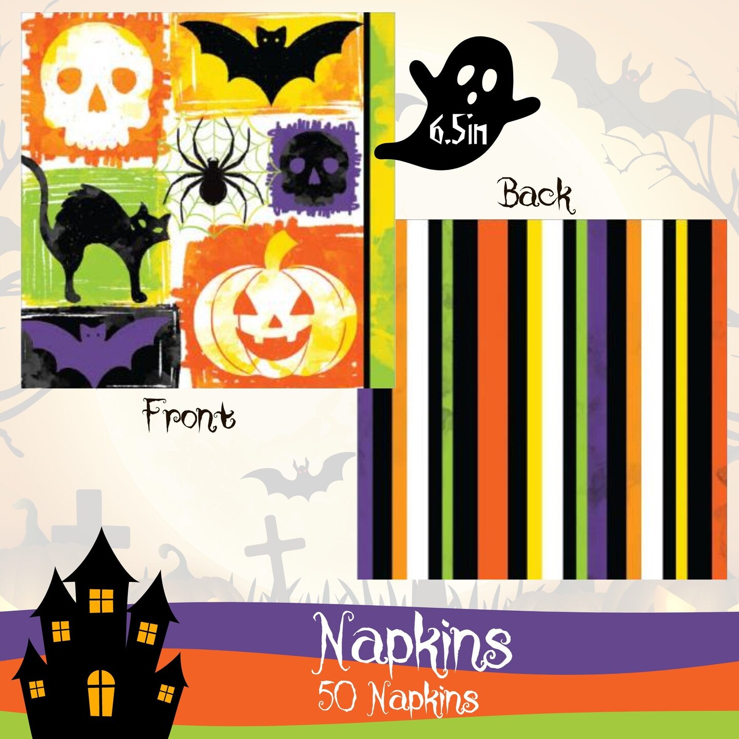 Jeepers Creepers Halloween Party Supplies Tableware Bundle w/ Halloween Plates &#x26; Halloween Napkins - Serves 50