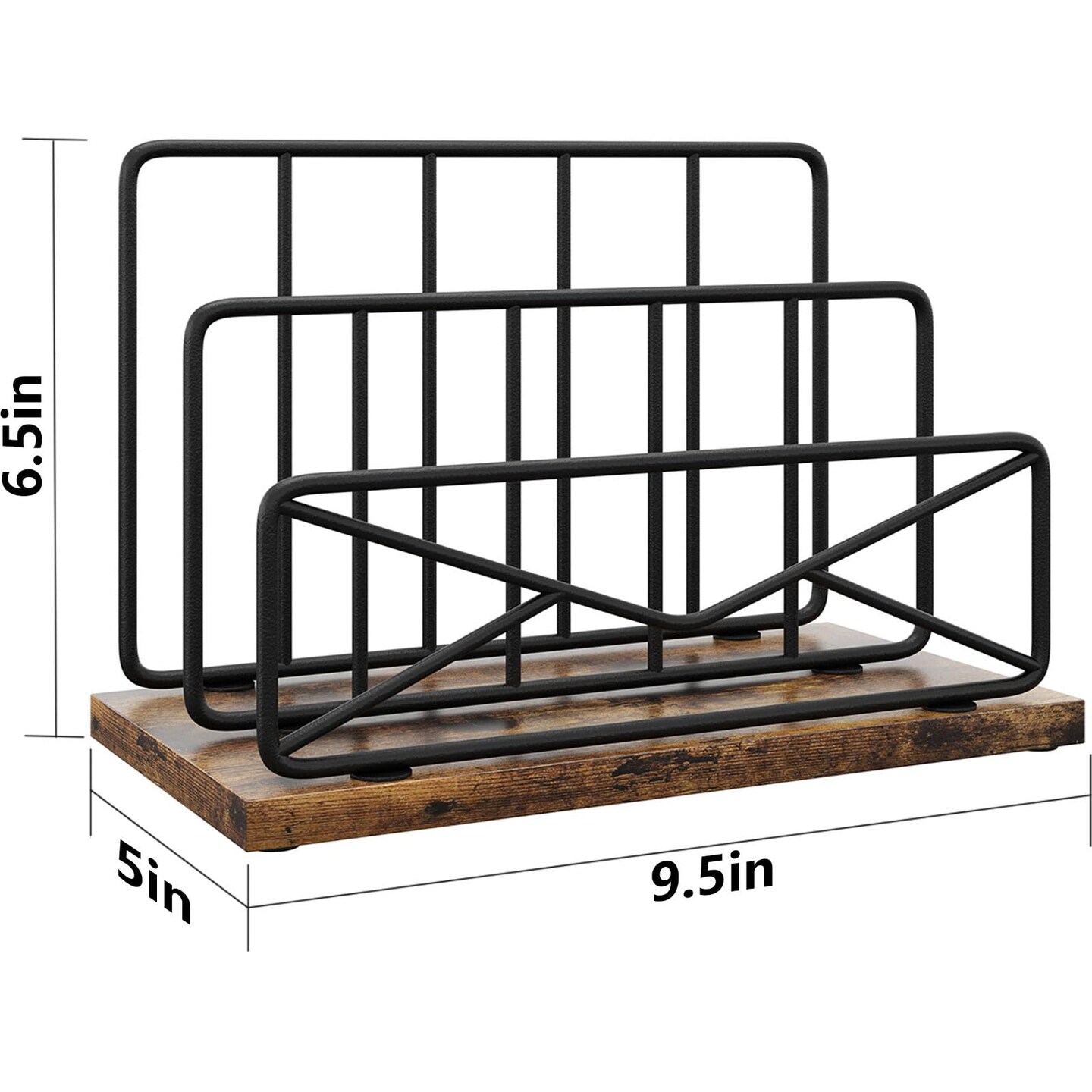 Desktop Mail Sorters Mail Organizer-with 2 Slot Matte Black Metal Desktop Mail Sorter Metal Storage File Holder Letter Sorter Organizer for Home or Office Desktop
