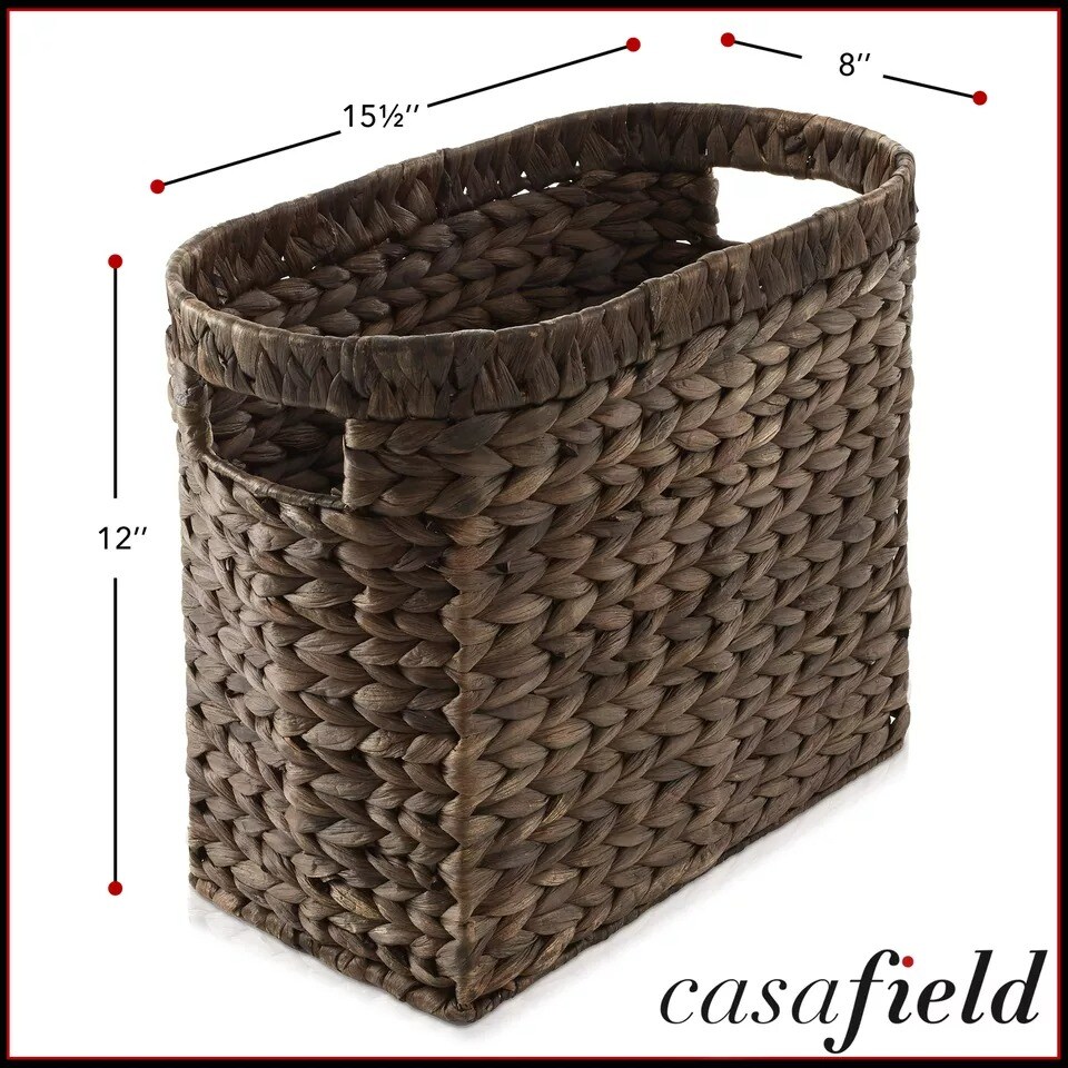 Magazine Holder Basket with Handles, Woven Storage Bin for Bathroom, Home Office