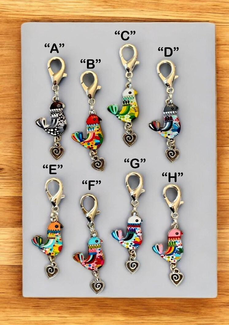 BoHo LOVE DOVE Enameled Double, Large Lobster Clasp Clip-on Charm