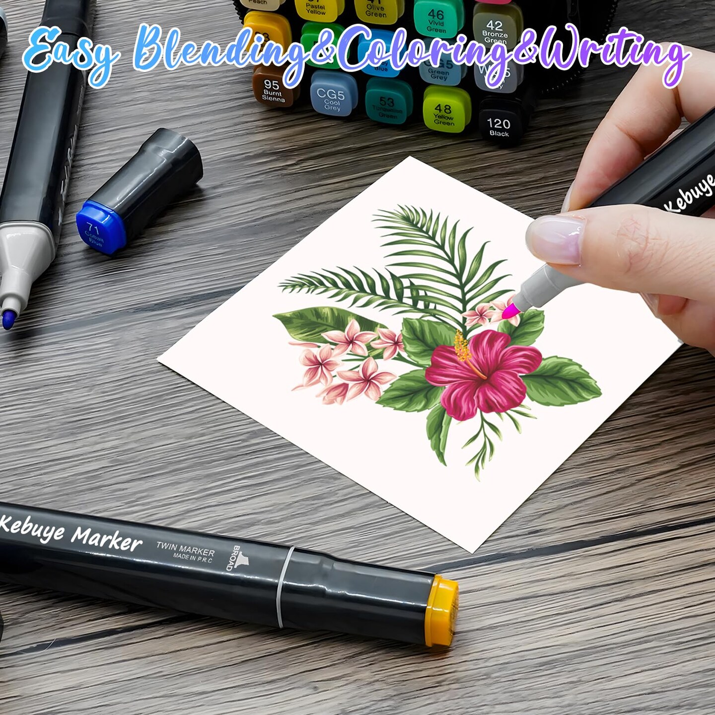 Alcohol Markers 24 Colors, Drawing Markers for Adult Coloring Books No Bleeding Dual Tip Art Markers, Coloring Marker for School Sketching Coloring Alcohol Based Markers with Base