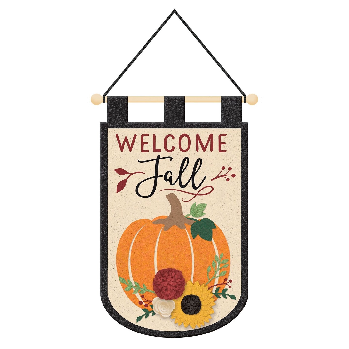 Welcome Fall Harvest 3D Felt Banner - 13&#x22; x 16&#x22;