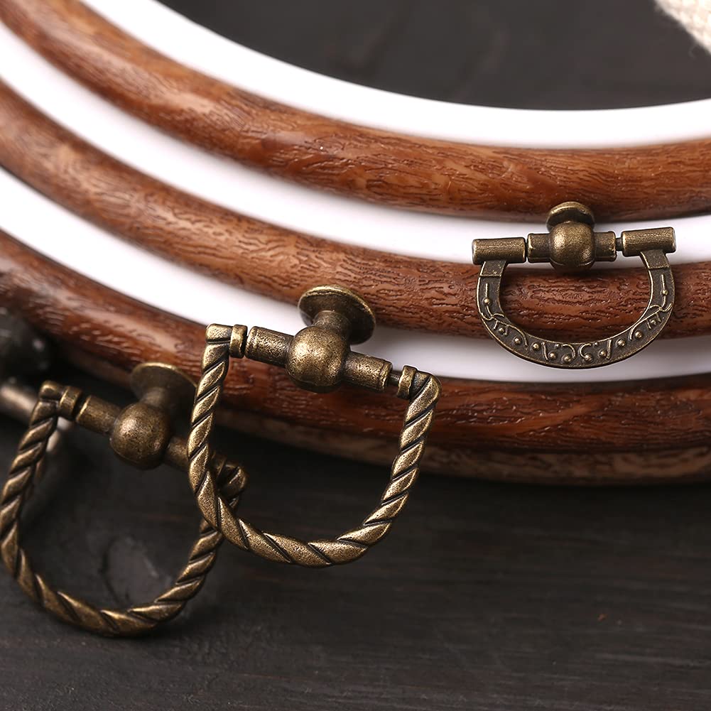 Jupean Embroidery Hoop, 4 Pack Oval Embroidery Hoop, Imitated Wood Display Frame with 30 Pieces Embroidery Needles, Embroidery Frame and Cross Stitch Hoop for Art Craft Sewing and Wall Hanging