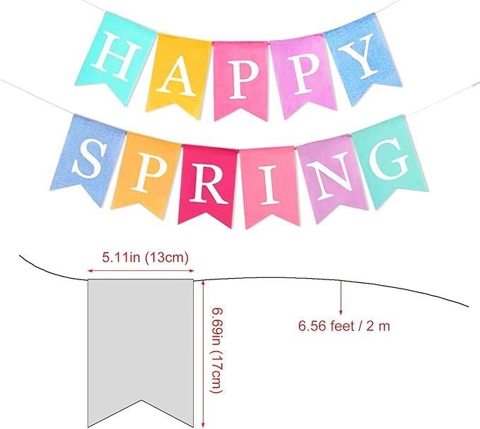 Hello Spring Banner Burlap Happy Spring Decorations Felt Easter Decor Garland Spring Themed Party Supplier for Mantle Office Classroom