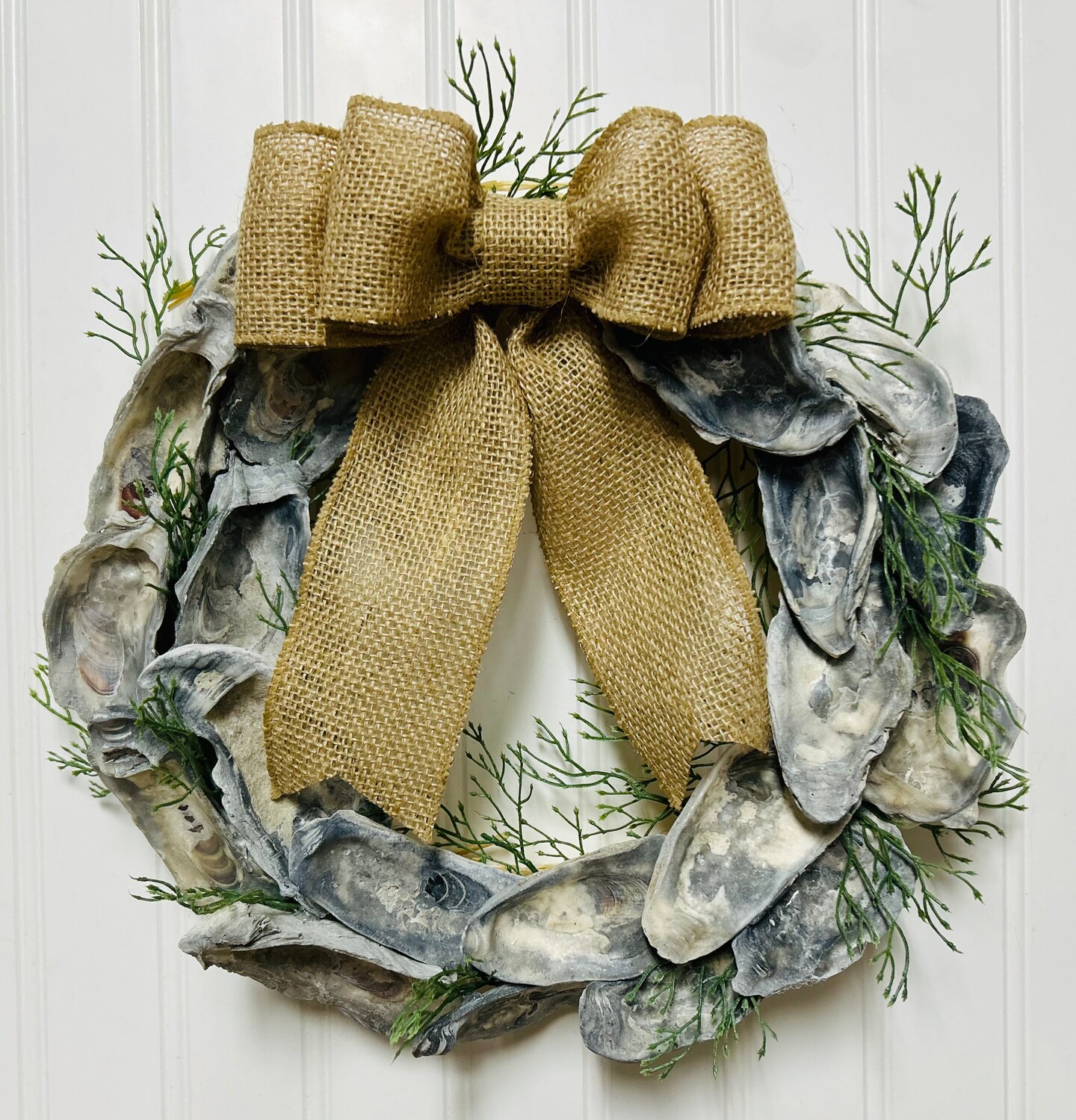 Oyster Shell Wreath, Coastal Wreath for Front Door, Summer Wreath