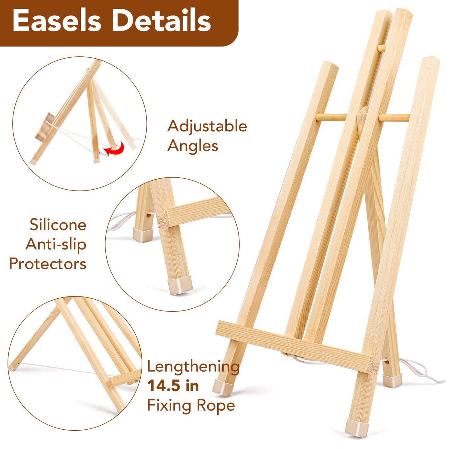 3 Pack 15 Inch Wood Easels, Easel Stand for Painting Canvases, Art, and Crafts, Tripod, Painting Party Easel, Kids Student Tabletop Easels for Painting, Portable Canvas Photo Picture Sign Holder