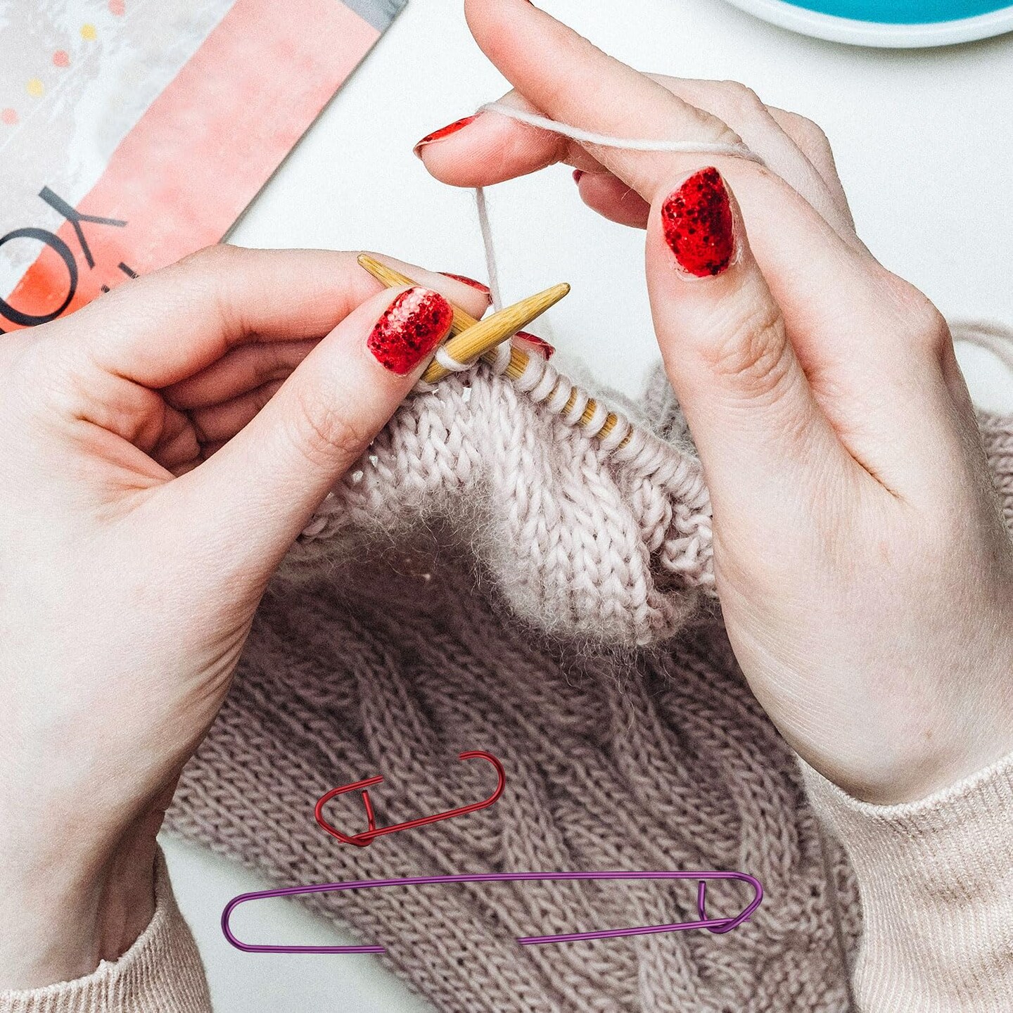 18 Pcs Knitting Stitch Holders, Yarn Stitch Holder Stitch Holders for Knitting Cable Needles Colorful Aluminum Crochet Stitch Holders Markers for Sewing Crocheting Supplies Tools Accessories