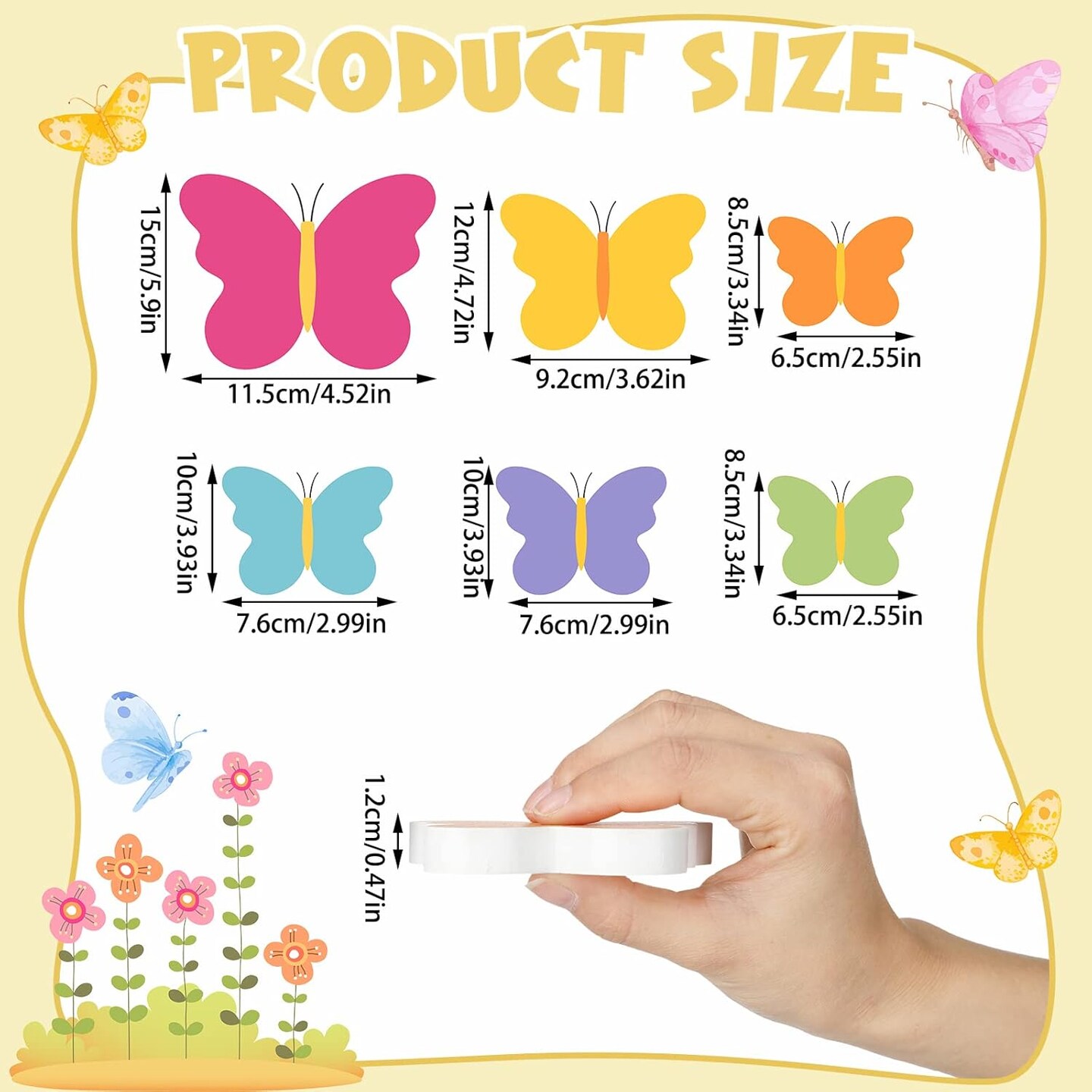 6-Piece Spring Butterfly Wooden Sign Set – 3D Colorful Tiered Tray & Farmhouse Table Decor