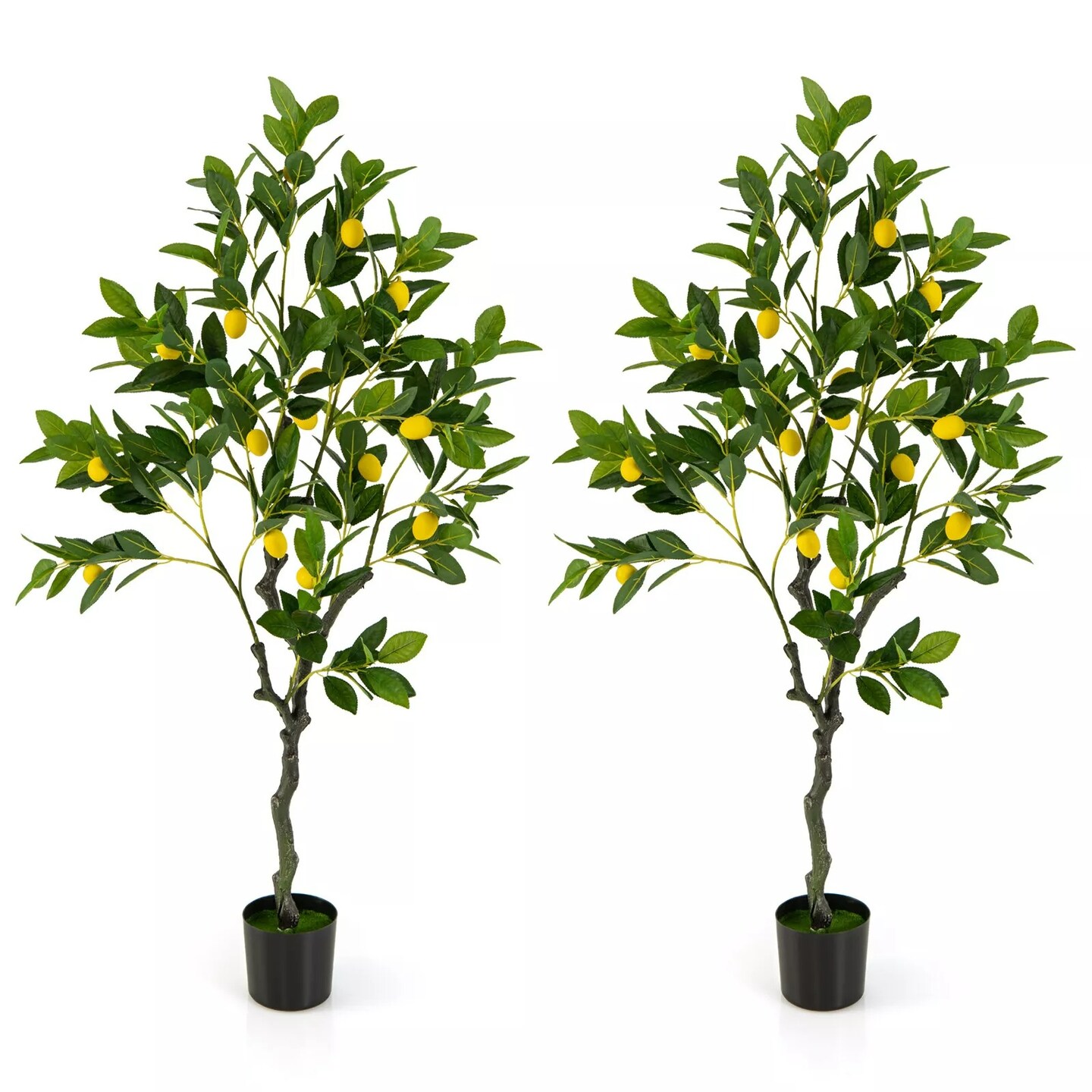 2PCS Artificial Lemon Tree 4 FT Tall Fake Plant Office Decor w/Lemon Fruits