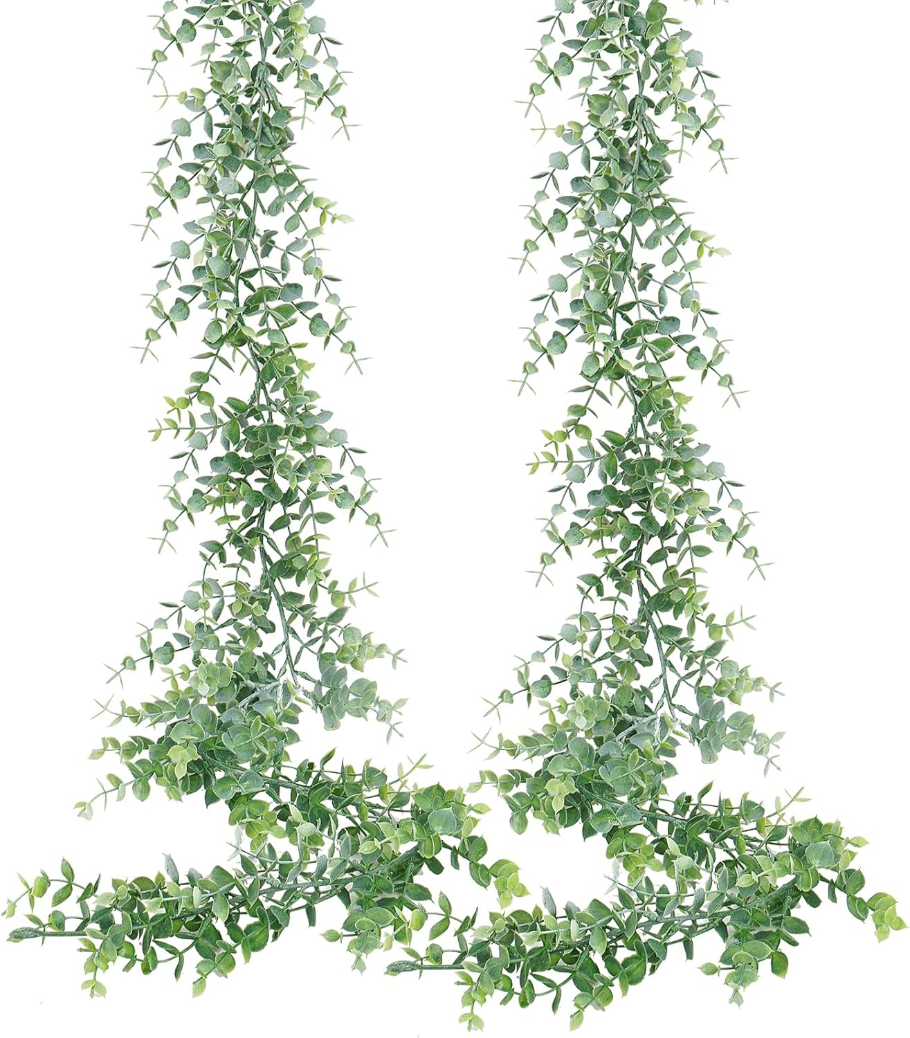 2 Packs Eucalyptus Garland, 12FT Faux Eucalyptus Greenery Garland, Artificial Eucalyptus Leaves Vine, Fake Hanging Eucalyptus Garlands Wedding Backdrop Arch Wall Table Party Decor (Grey Green)