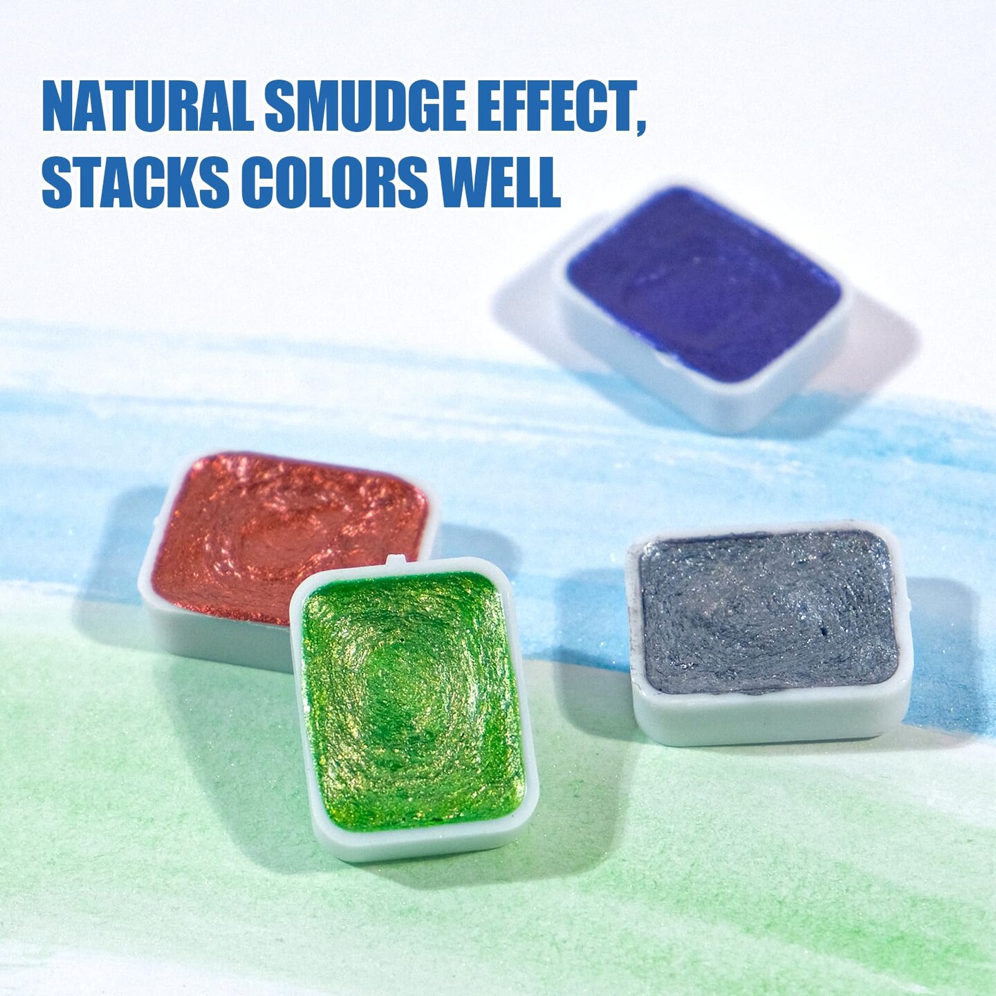 CraftyManor Mini Forestry Shifting Watercolor Painting Set, 40 Color Shifting Watercolor Paint Set, Shimmer Metallic Watercolor Paints Set, Glitter Watercolor Paint, Solid, Rococo & DunHuang Style