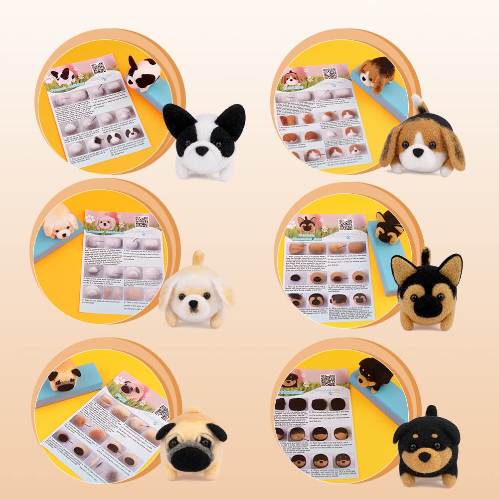 Needle Felt Starter Kit, Needle Felting Kit, Needle Felt Supplies, Wool Felt (Includes Keychain), Needle Felt Pads, Felt Needles, DIY Craft Animal Decor Scissors for Gifts, and Instructions