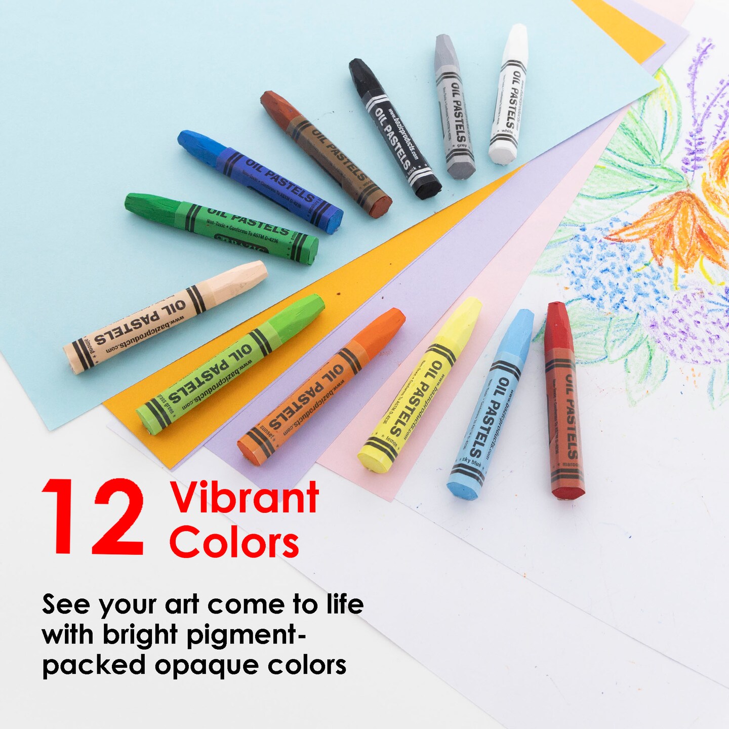 BAZIC Oil Pastel Jumbo 12 Color