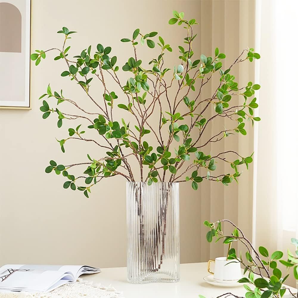 3 Pcs Faux Stems Artificial Branches for Vase Greenery Stems Faux Branches for Vase Plant Artificial Eucalytus Branches Plants (45&#x22;/Each Branch) (3, Green)