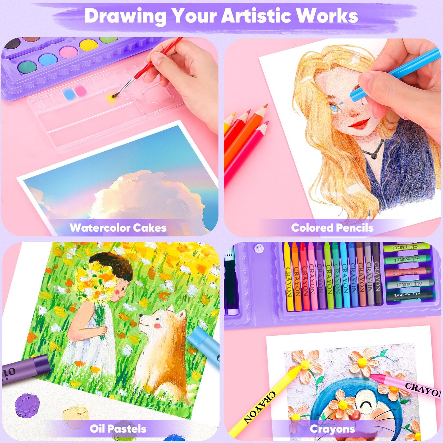 Aesthetic Cute Preppy Stuff School Supplies, 149-Pack Drawing Kit Coloring Painting Art Set Gifts Box for Girls Boys Teens, Arts and Crafts for Kids Girls Boys, with Drawing Pad, Coloring Book