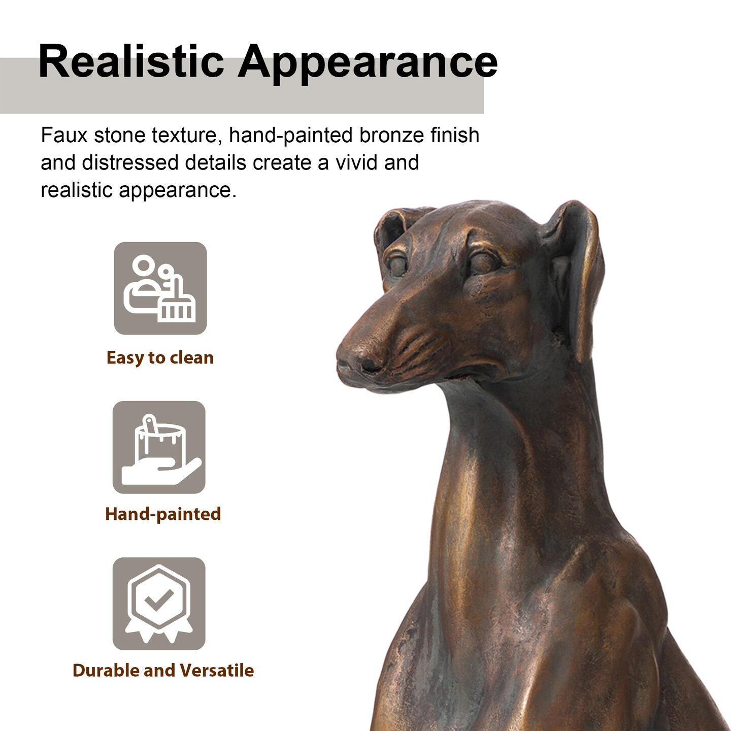 Set of 2 - 30.25&#x22;H MGO Sitting Greyhound Dog Statue