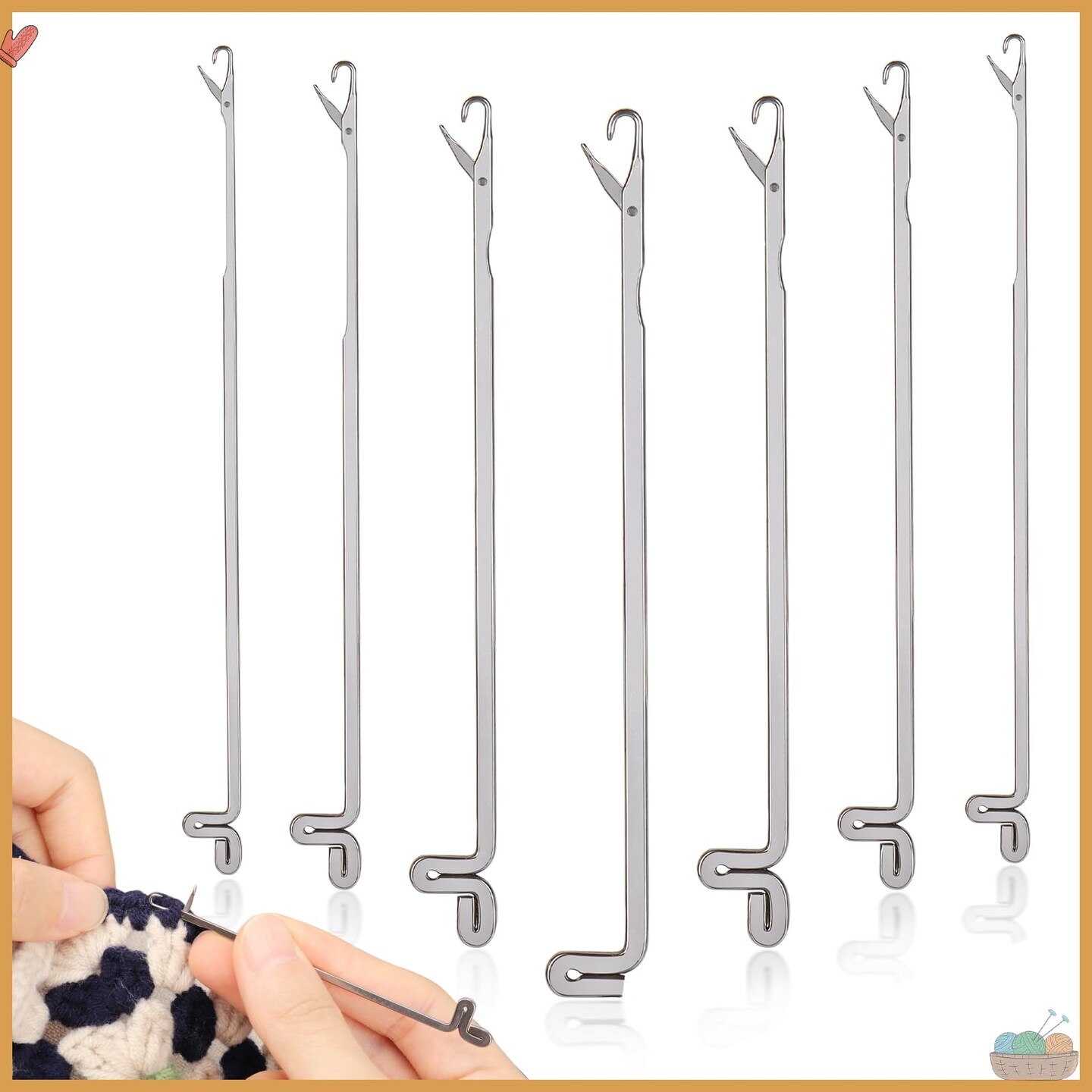 7 pcs Latch Crochet Hooks Sewing Needles DIY Weave Knitting Tools for Revamping Sweater or Socks