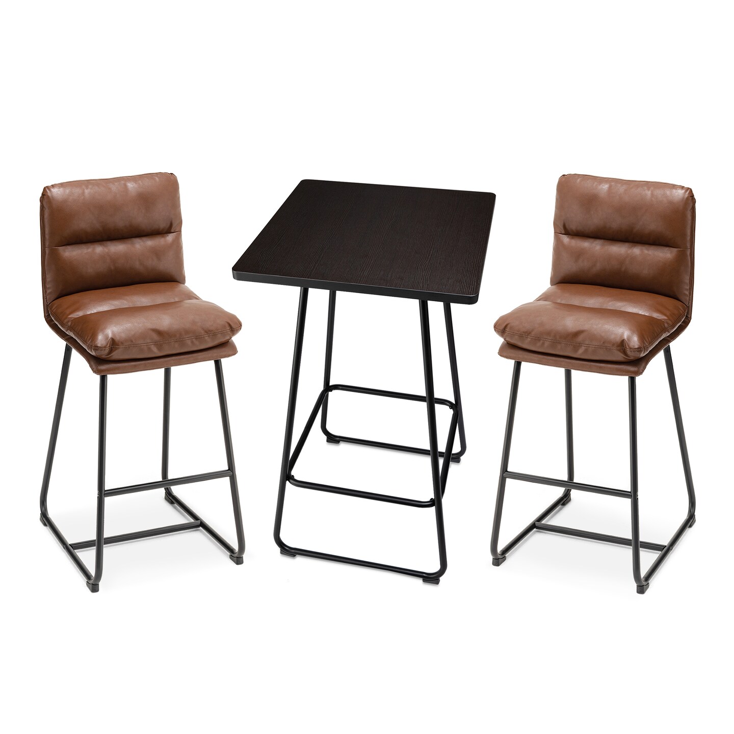 Industrial Modern Set of 3 Pub Table Set with 41"H Square Bar Table and Stools