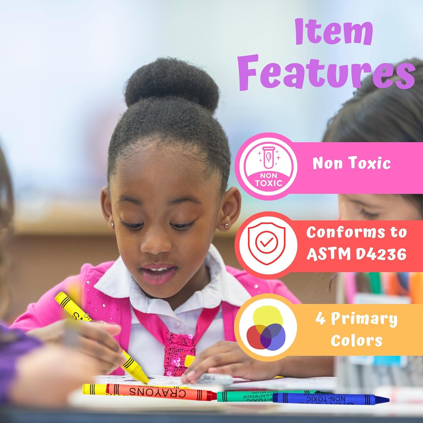 4E&#x27;s Novelty 144 Boxes of 4 Packs Bulk Crayons for Kids,Non-Toxic Crayons Bulk Classpack Colors for Kids,Ideal School Supplies for Teachers &#x26; Students
