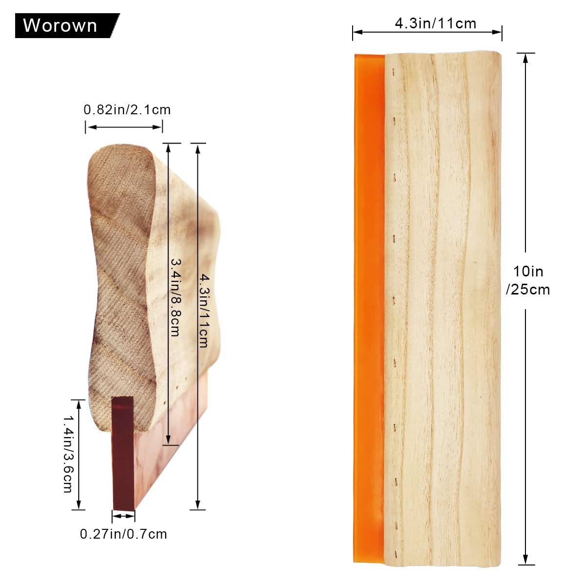 Worown 10 X 14 Inch Wood Silk Screen Printing Frame with 110 White Mesh and 1 Piece 4 x 10 Inches Screen Printing Squeegee for Screen Printing