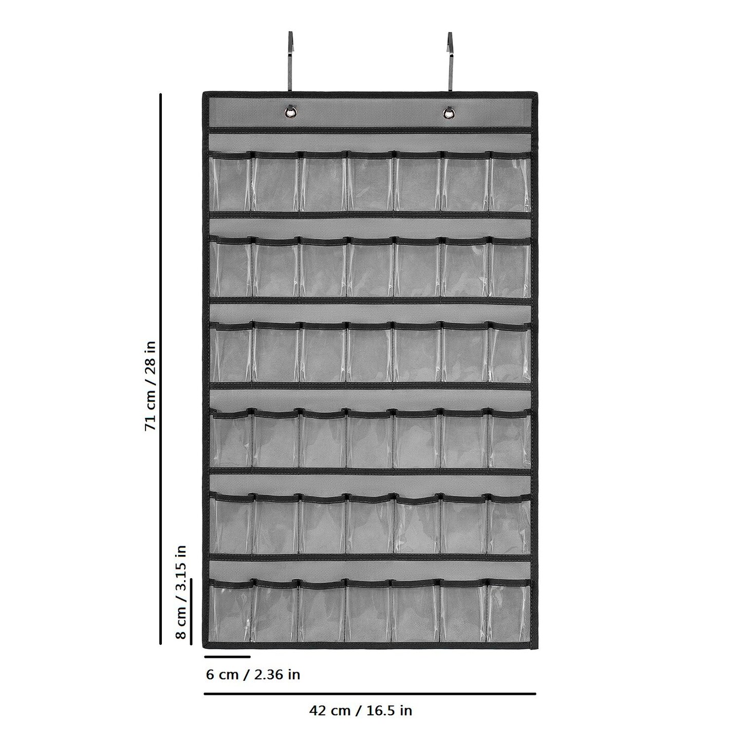 Toy Car Storage Organizer Hanging Toy Wheels Cars Holder Matchbox Cars Display Case with 42 Clear Pockets (One Side-Grey)